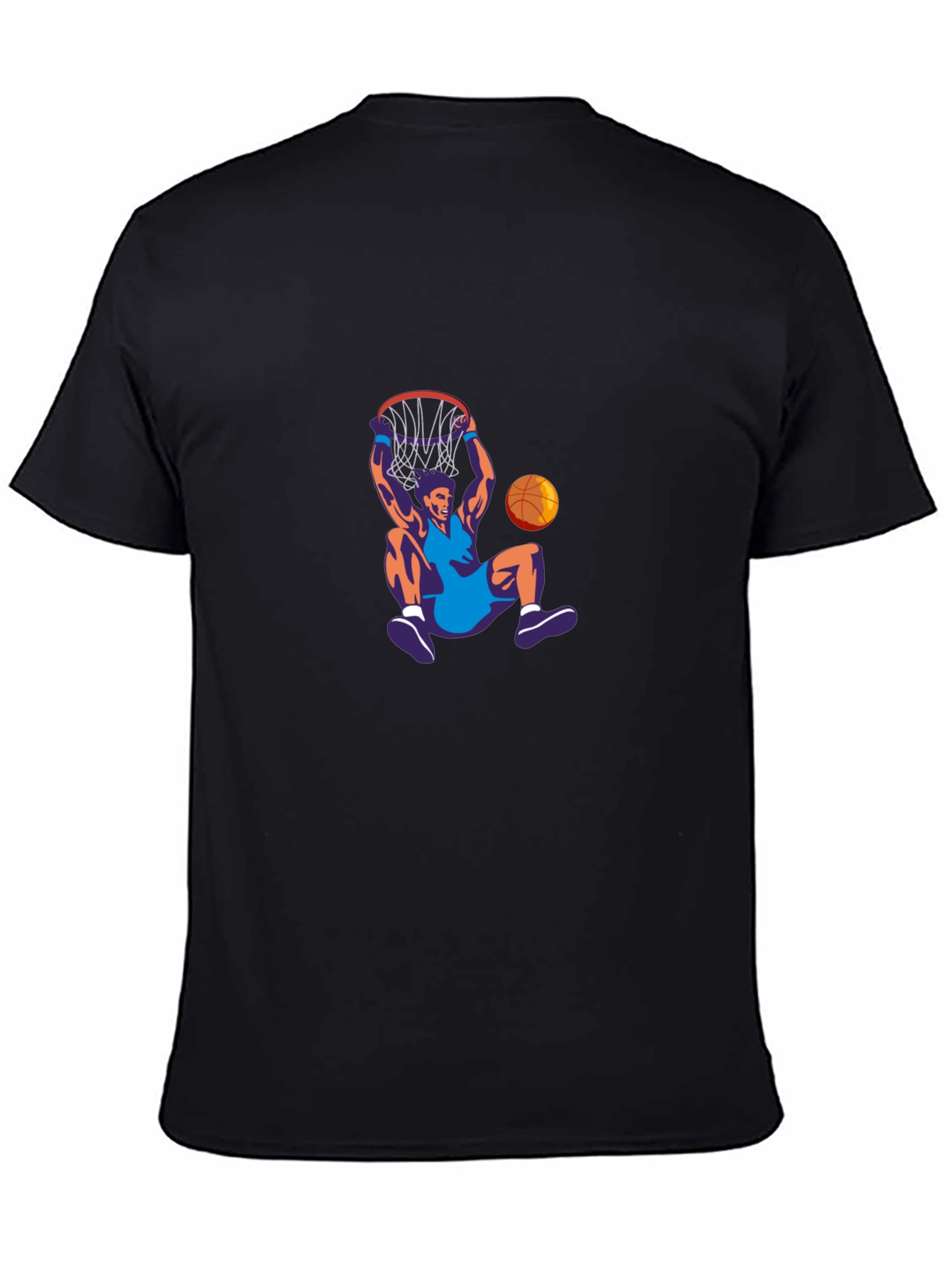 Basketball Dunk Graphic Tee - Black Crew Neck