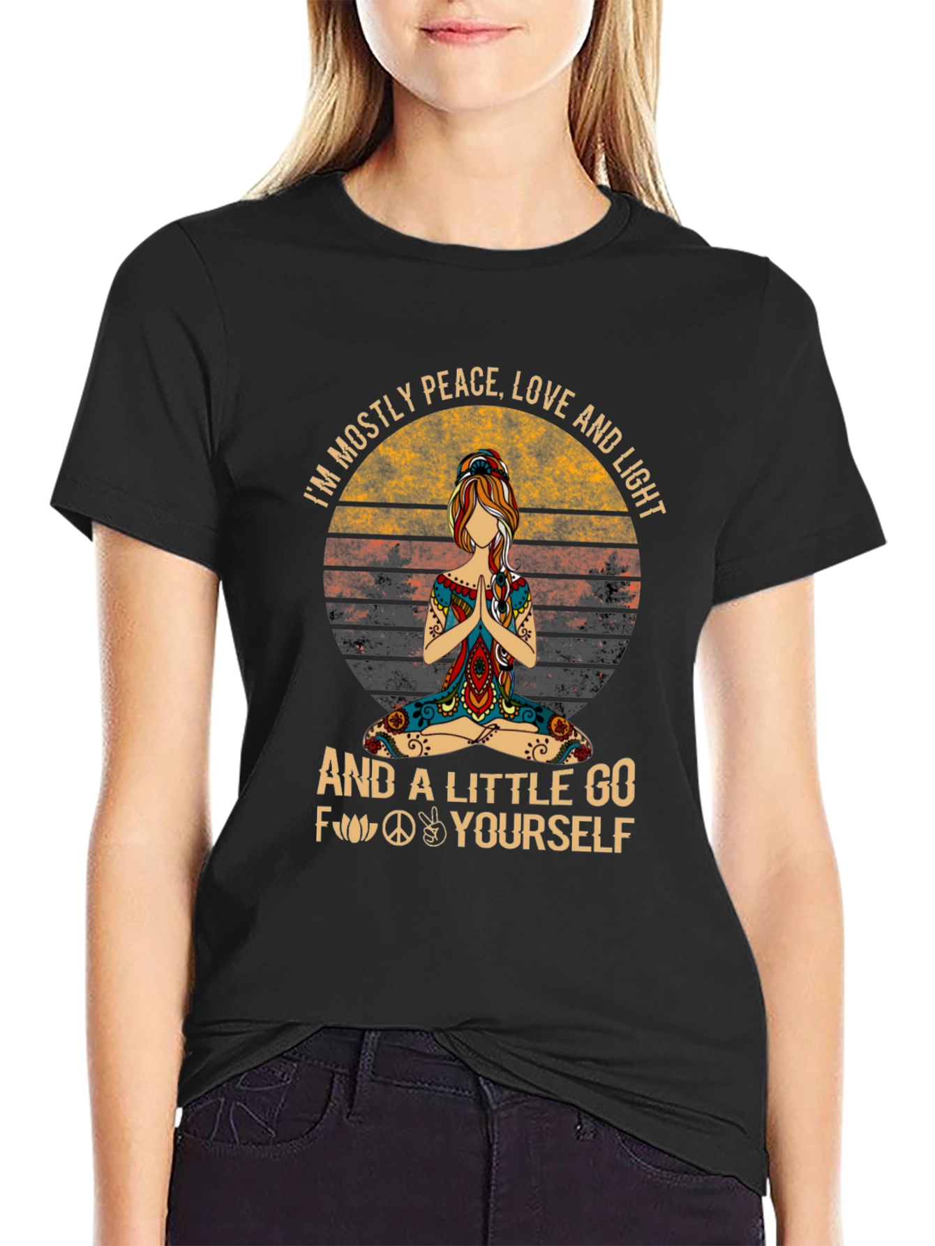 Peace Love Light Yoga Graphic Tee