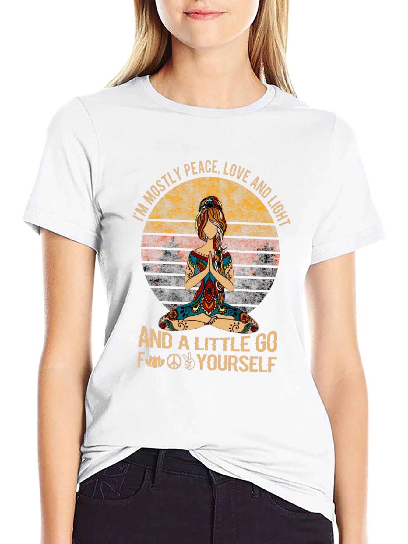 Peace Love Light Yoga Graphic Tee