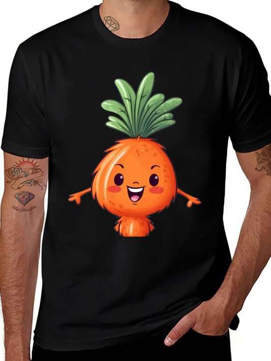 Cute Carrot Character Black T-Shirt