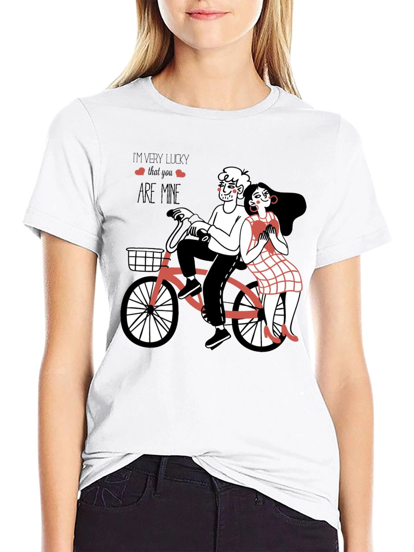 Lucky In Love Graphic Tee - Romantic Bicycle Design