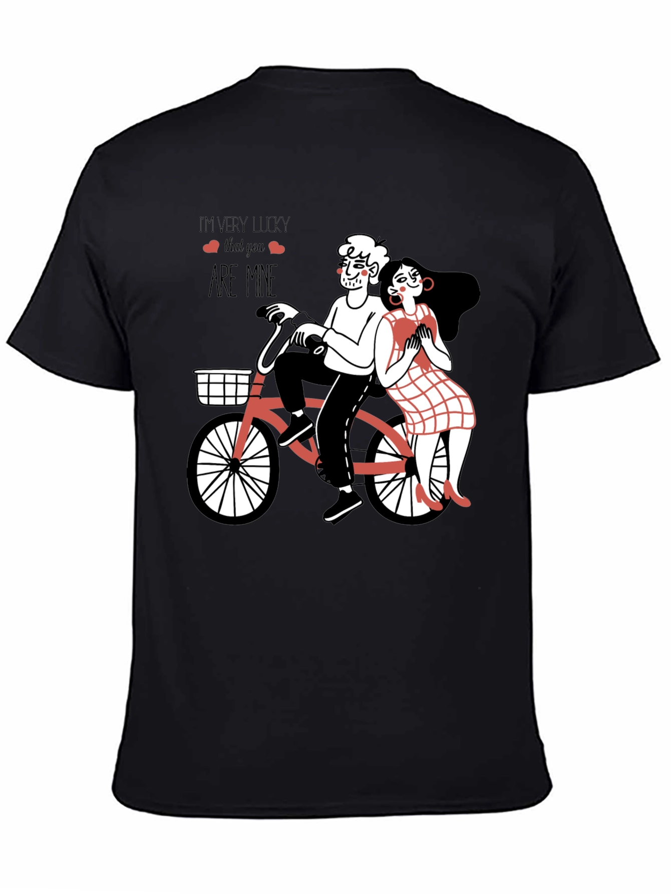 Lucky In Love Graphic Tee - Romantic Bicycle Design