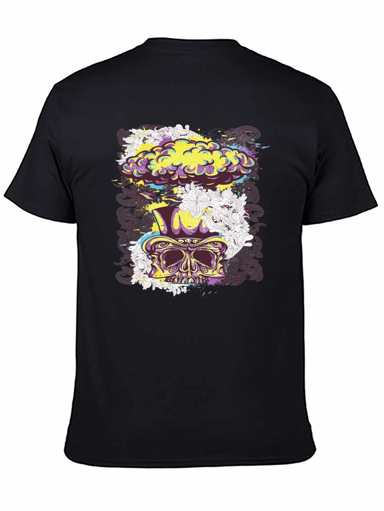 Skull Floral Explosion Graphic Tee