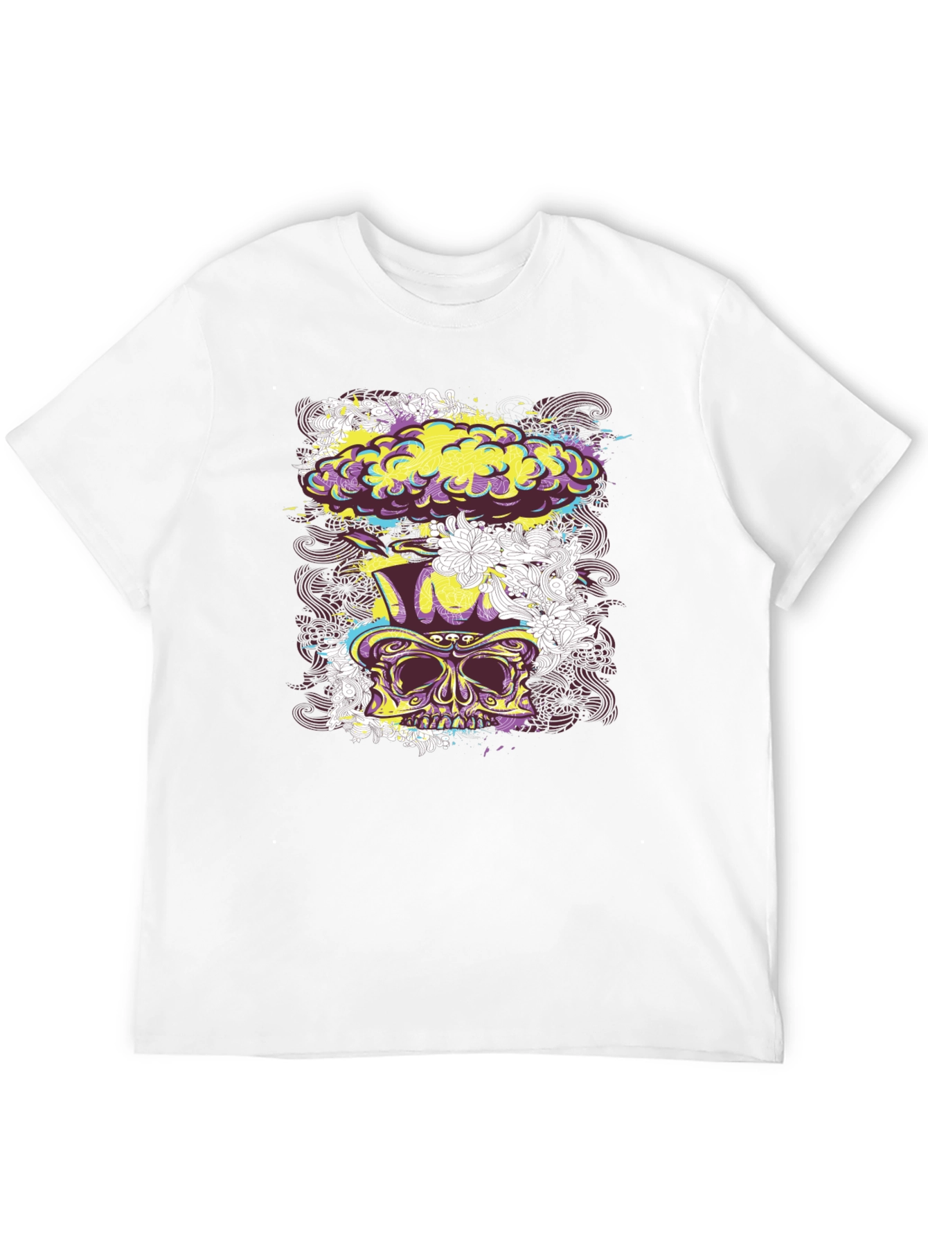 Skull Floral Explosion Graphic Tee