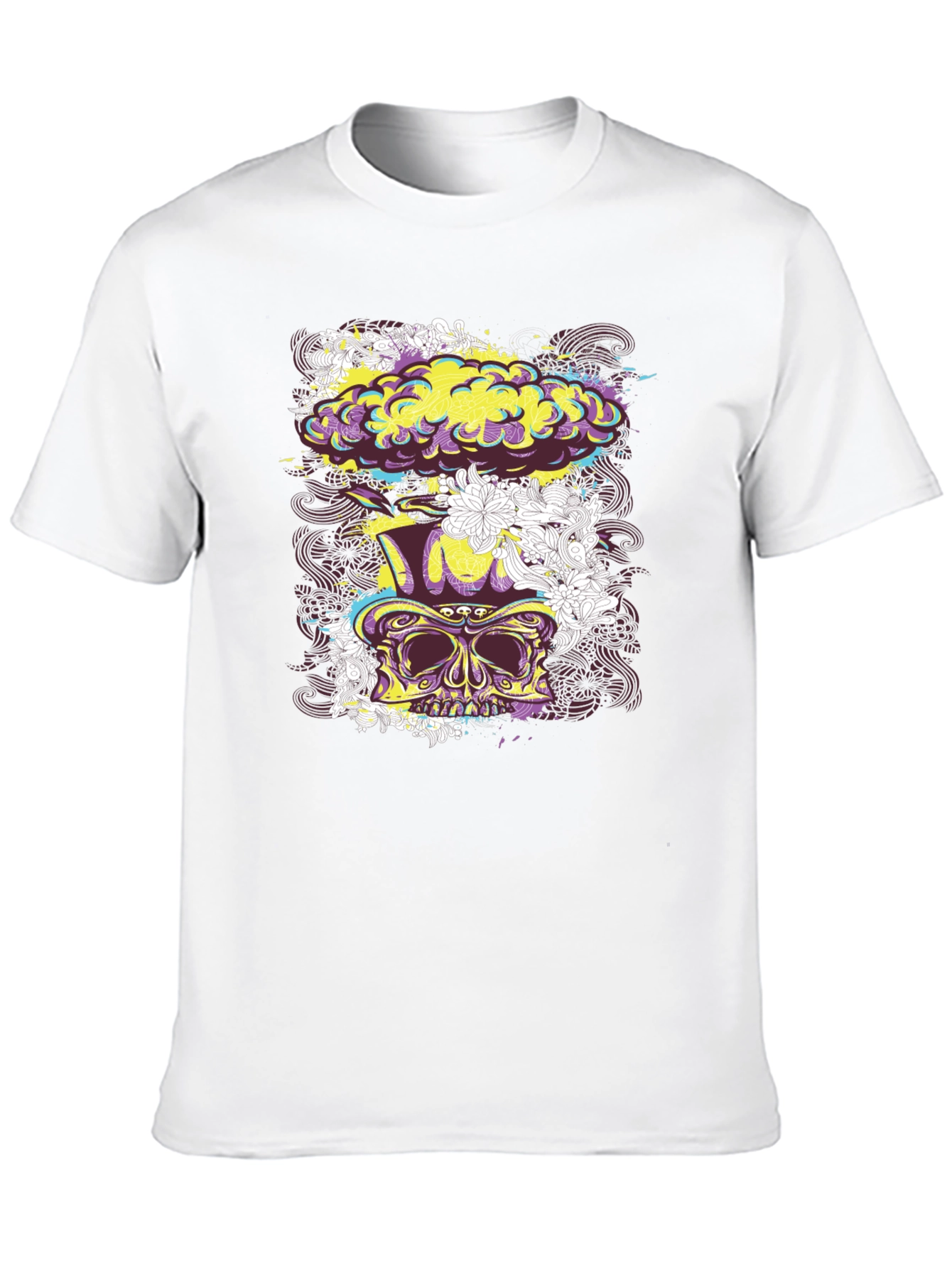 Skull Floral Explosion Graphic Tee