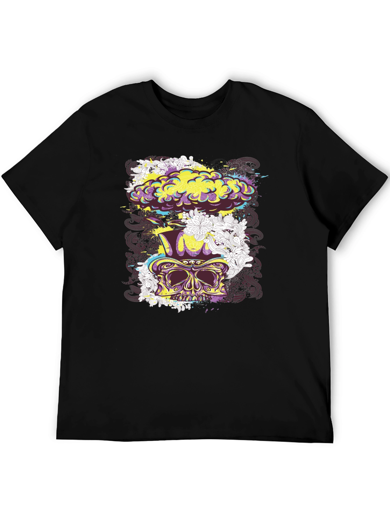 Skull Floral Explosion Graphic Tee