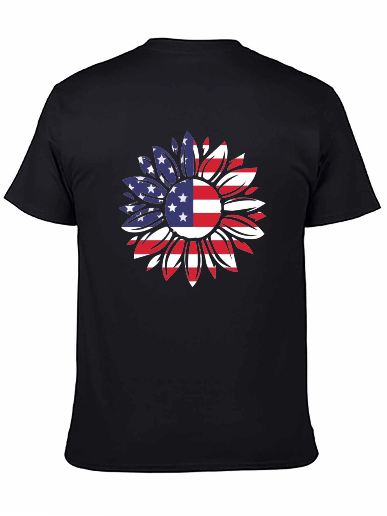 USA Flag Sunflower Graphic T-Shirt