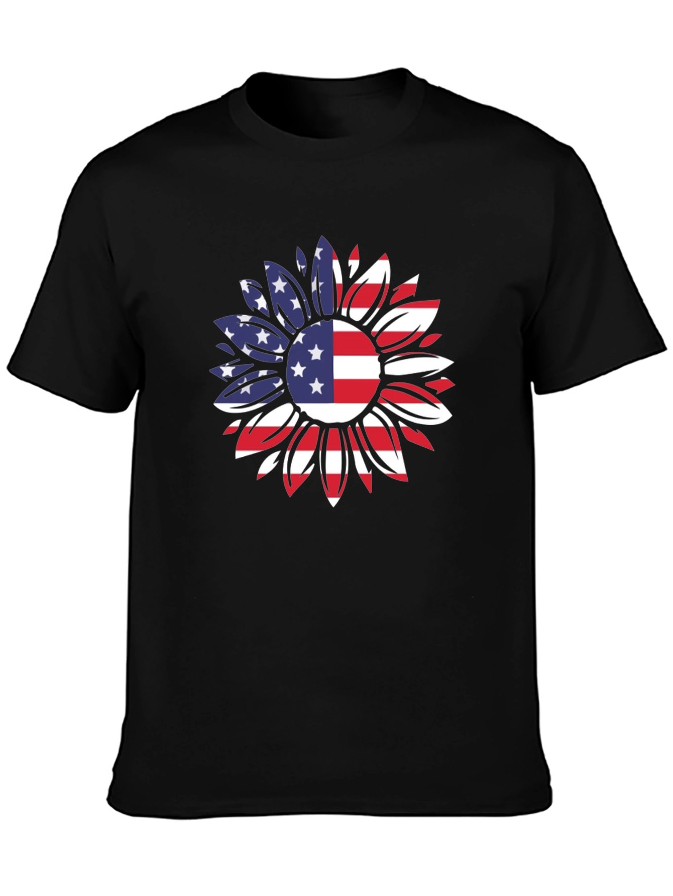 USA Flag Sunflower Graphic T-Shirt