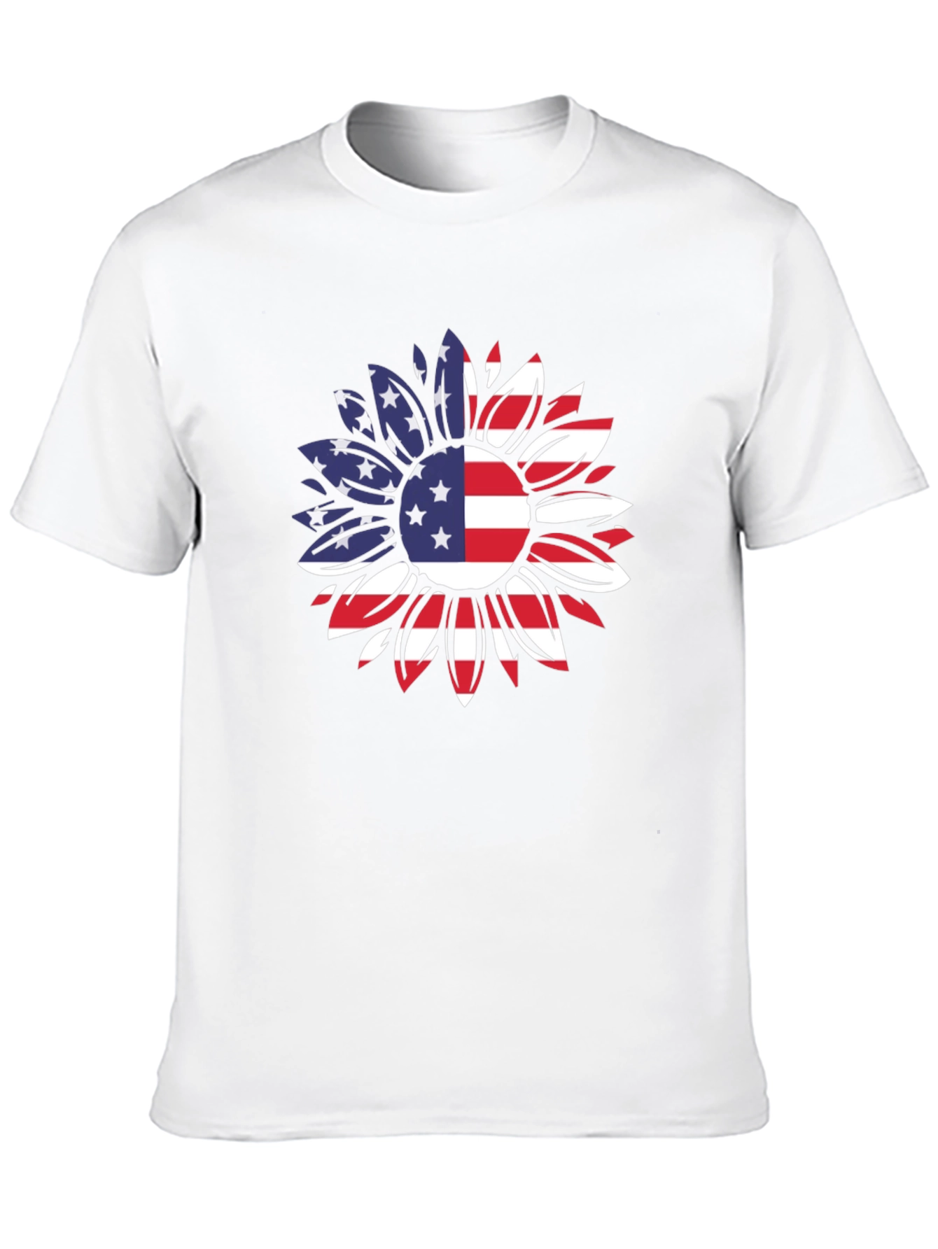 USA Flag Sunflower Graphic T-Shirt
