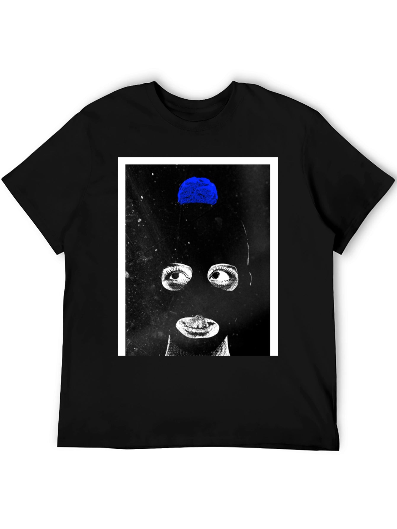 Abstract Mask Graphic T-Shirt - Black
