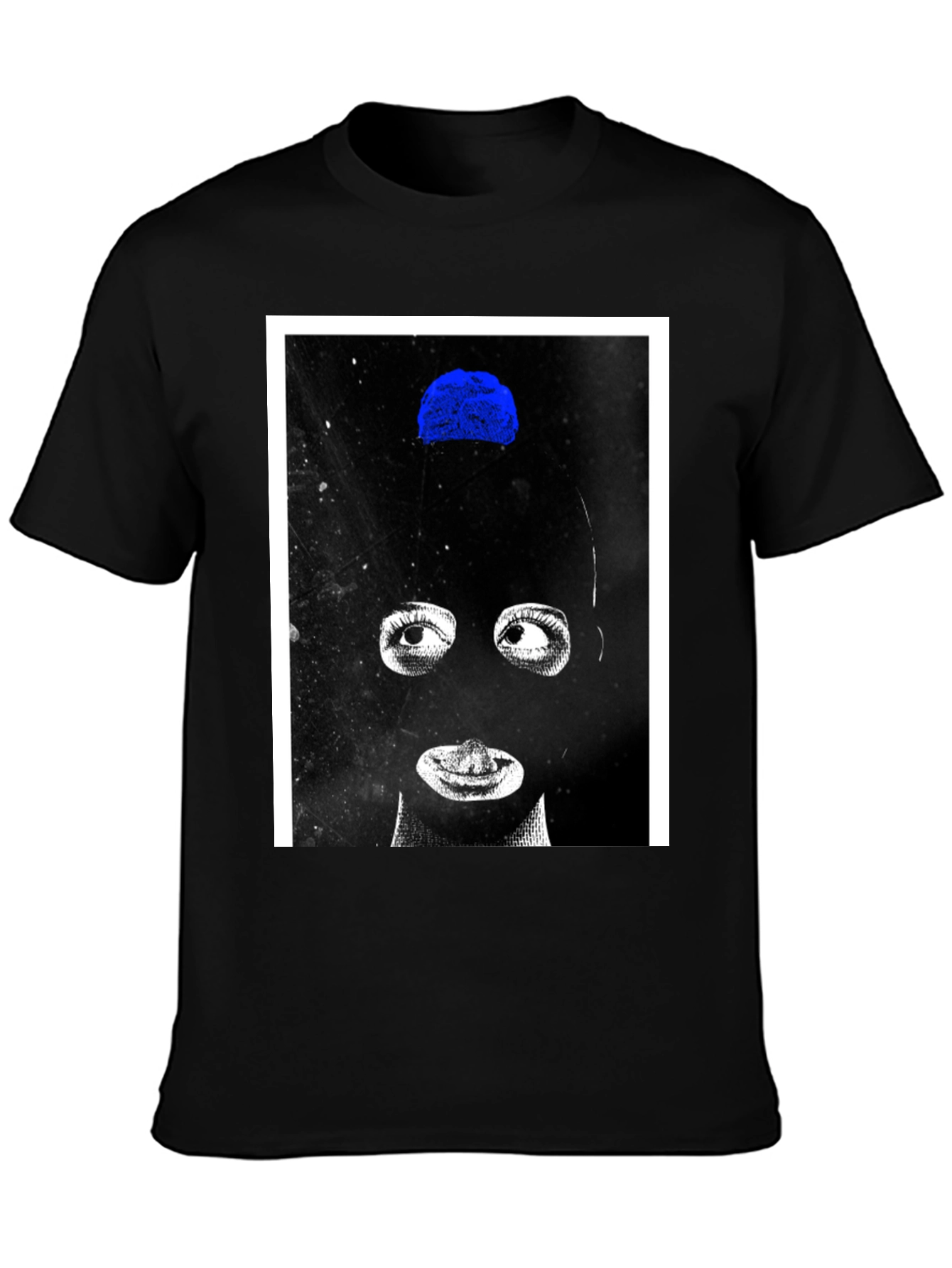 Abstract Mask Graphic T-Shirt - Black