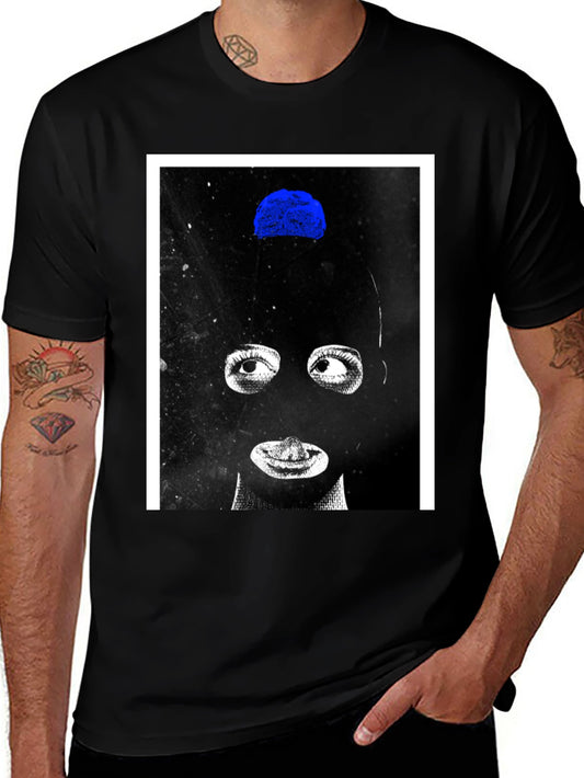 Abstract Mask Graphic T-Shirt - Black