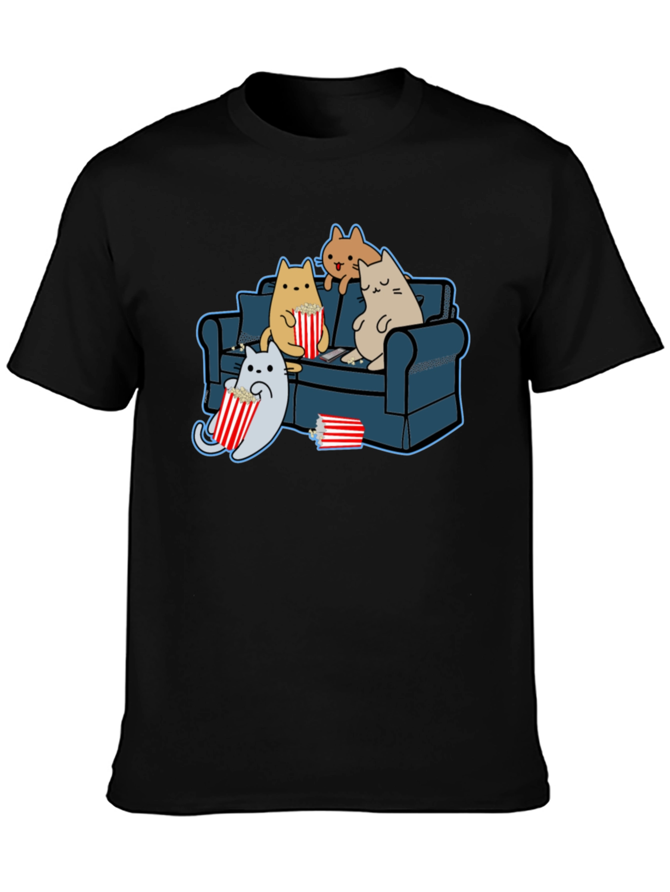 Cats Watching Movie T-Shirt - Soft Cotton Tee