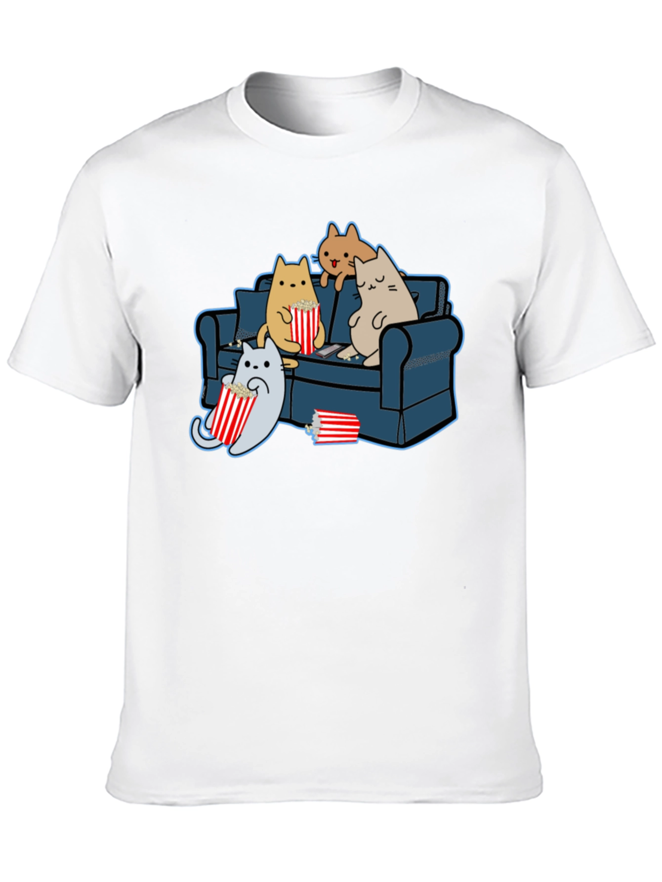 Cats Watching Movie T-Shirt - Soft Cotton Tee