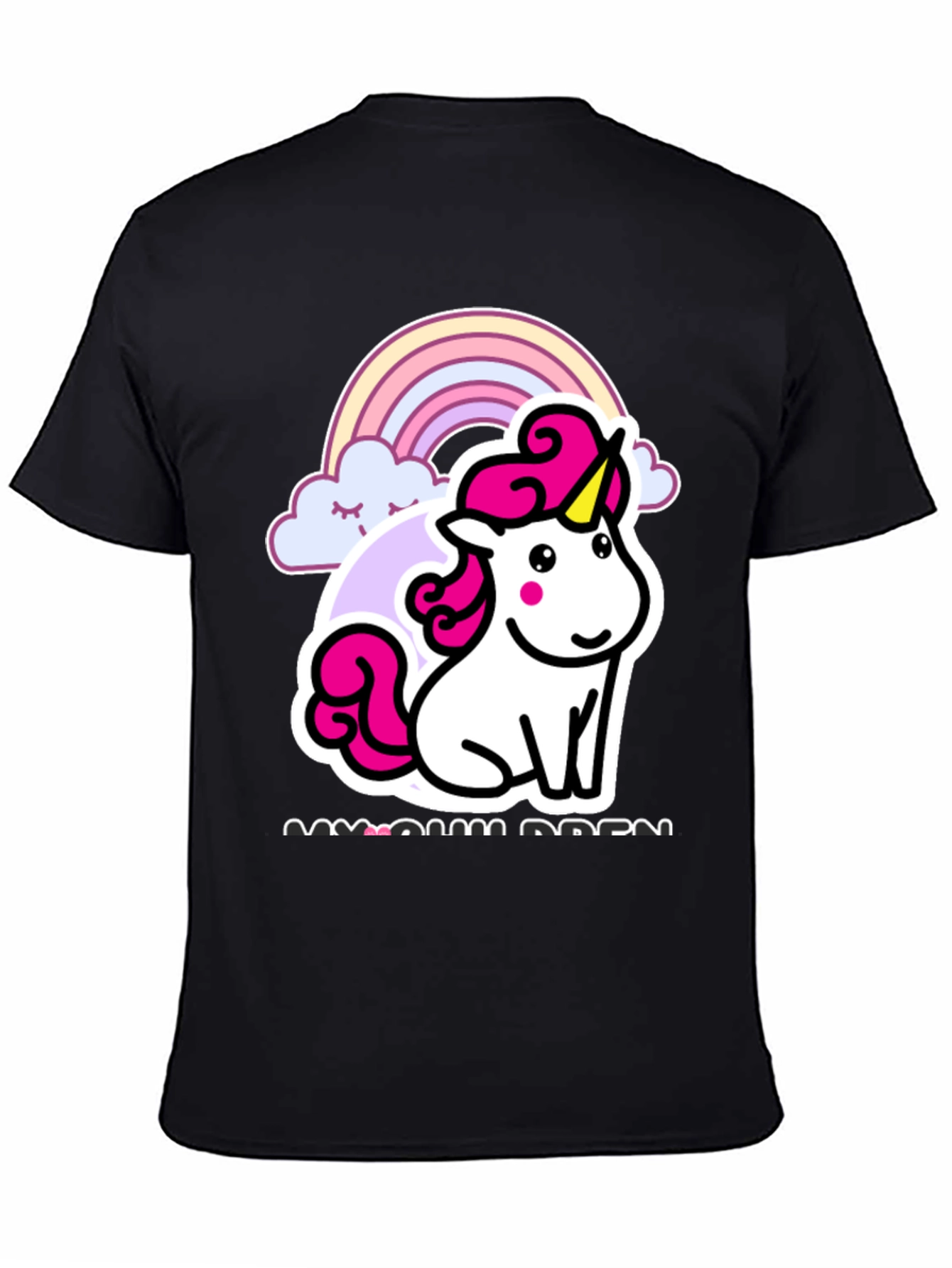 Unicorn Rainbow Graphic T-Shirt - Black