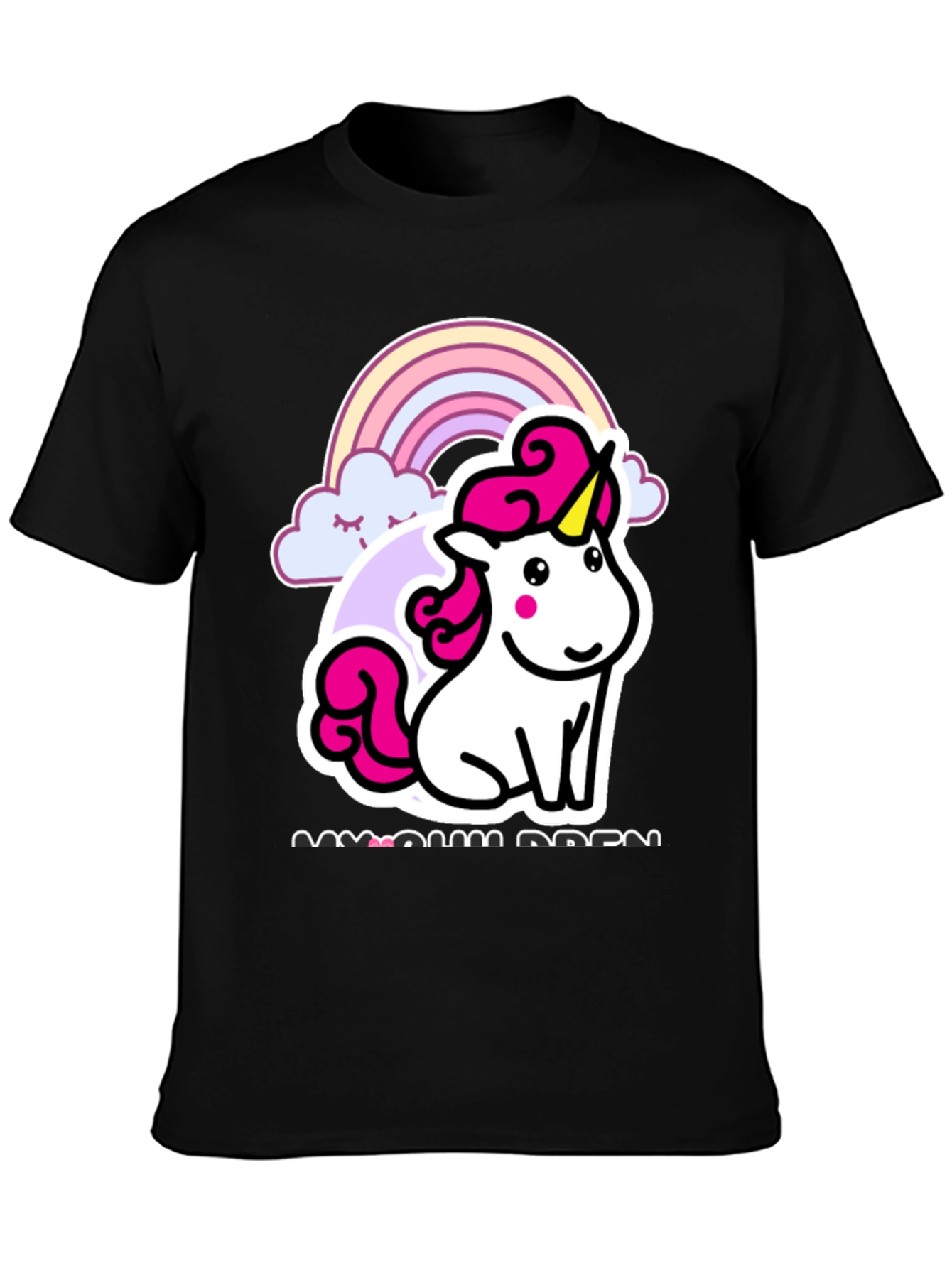 Unicorn Rainbow Graphic T-Shirt - Black