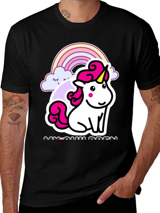Unicorn Rainbow Graphic T-Shirt - Black
