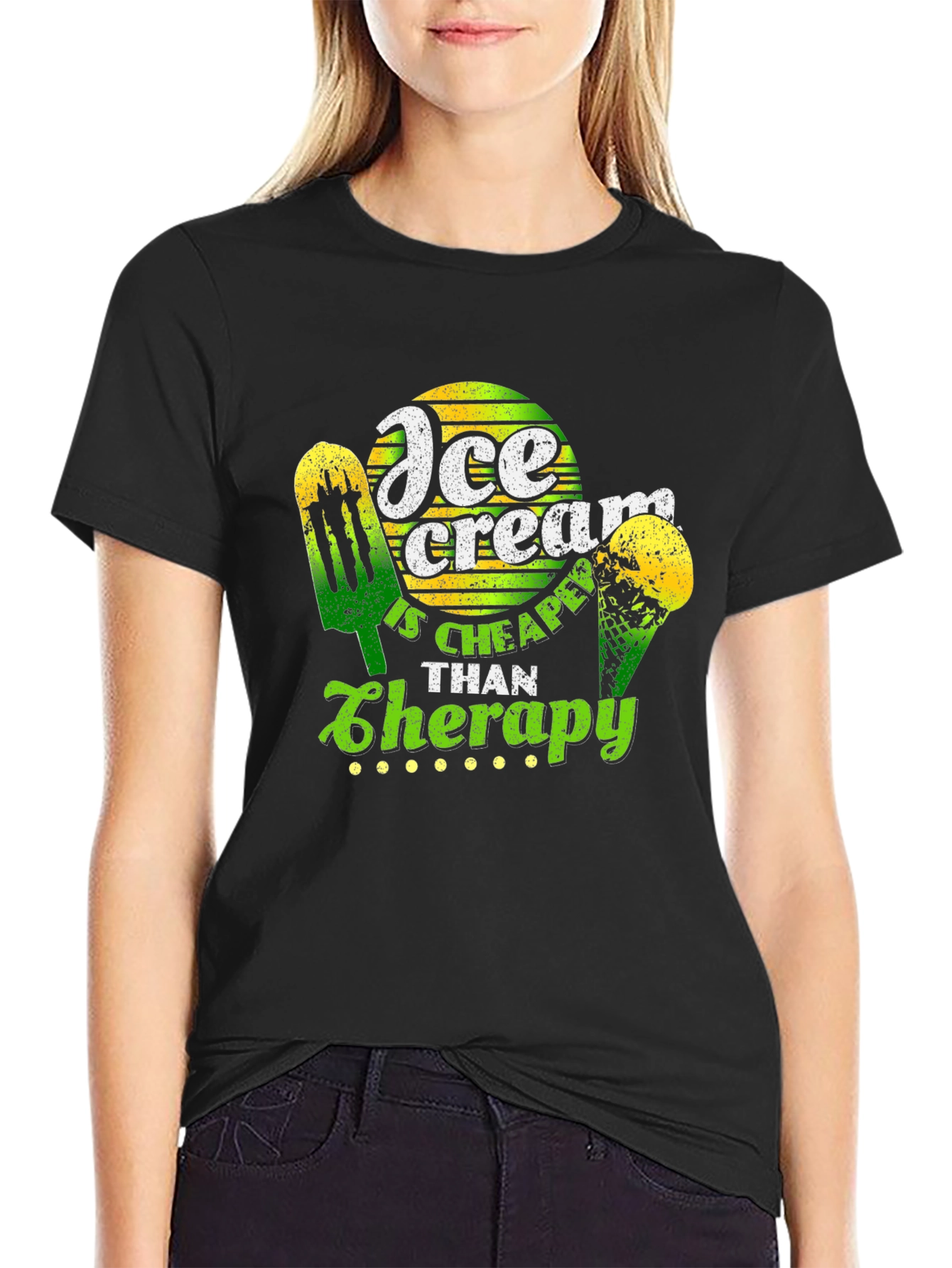 Ice Cream Cheaper Than Therapy Graphic T-Shirt