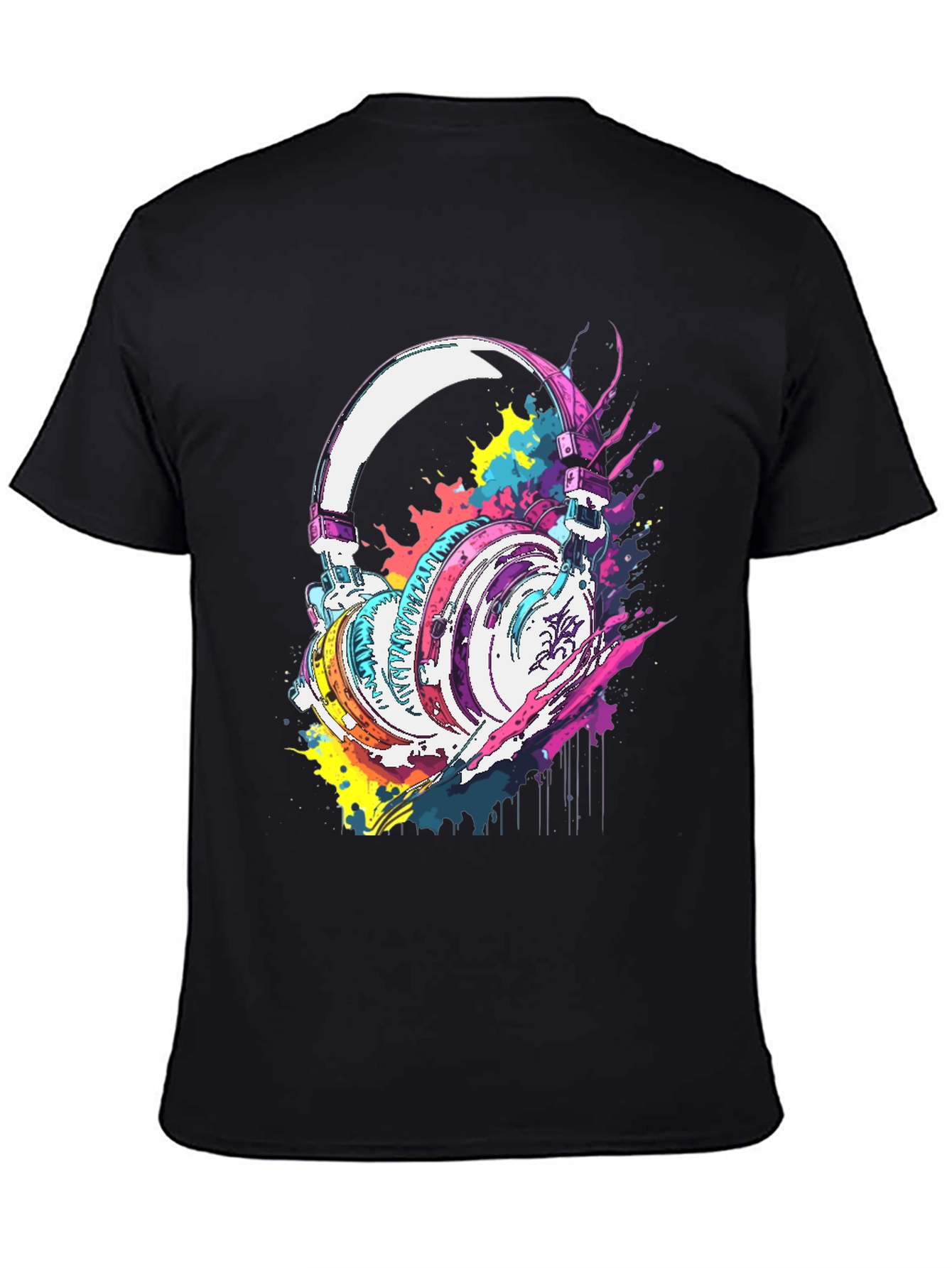 Vibrant Headphones Graphic Tee - Music Lovers T-Shirt