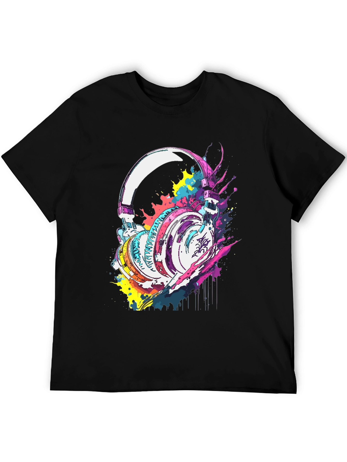 Vibrant Headphones Graphic Tee - Music Lovers T-Shirt