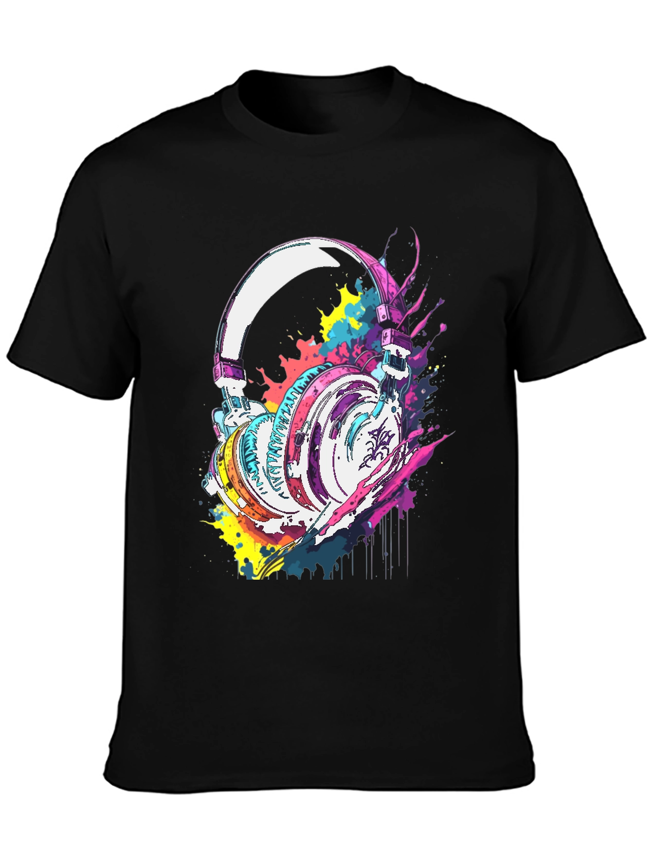 Vibrant Headphones Graphic Tee - Music Lovers T-Shirt