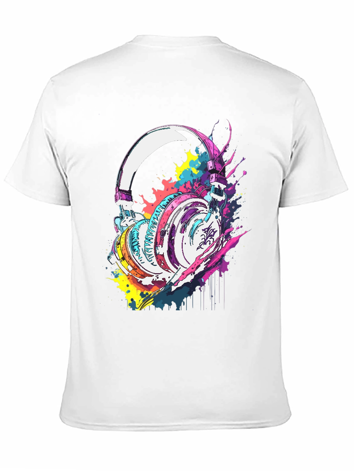 Vibrant Headphones Graphic Tee - Music Lovers T-Shirt