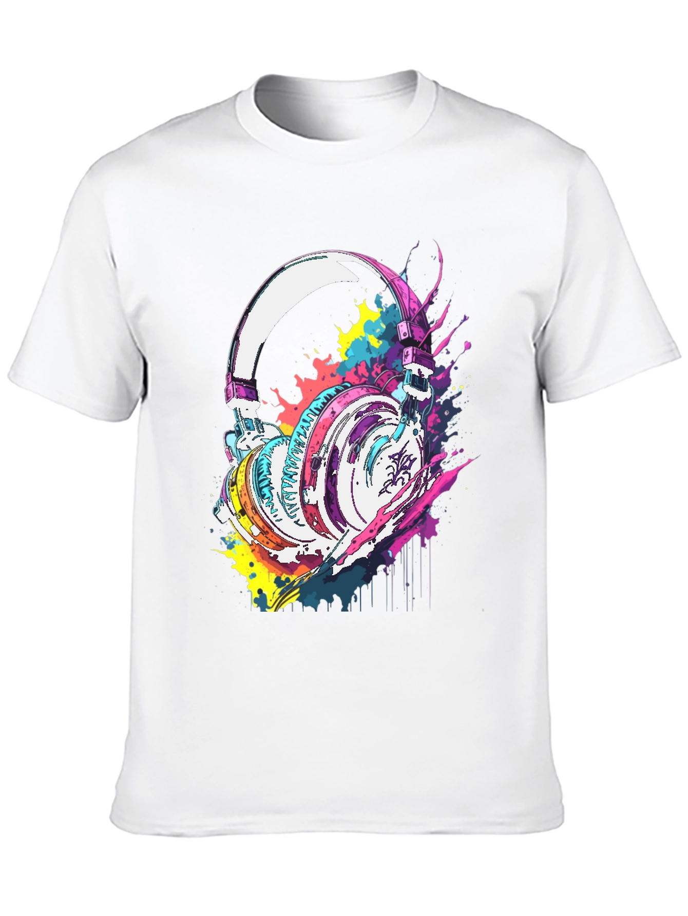 Vibrant Headphones Graphic Tee - Music Lovers T-Shirt