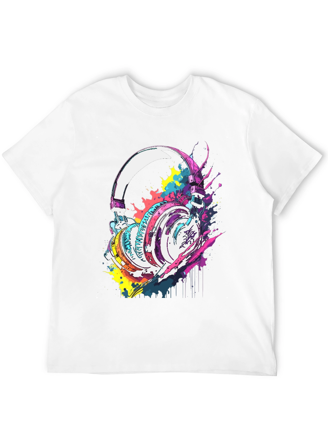 Vibrant Headphones Graphic Tee - Music Lovers T-Shirt