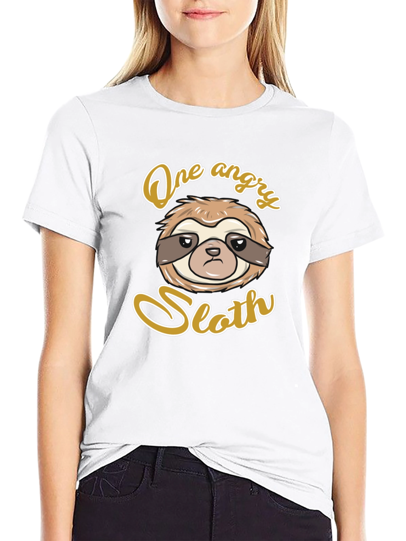 One Angry Sloth Graphic Print T-Shirt