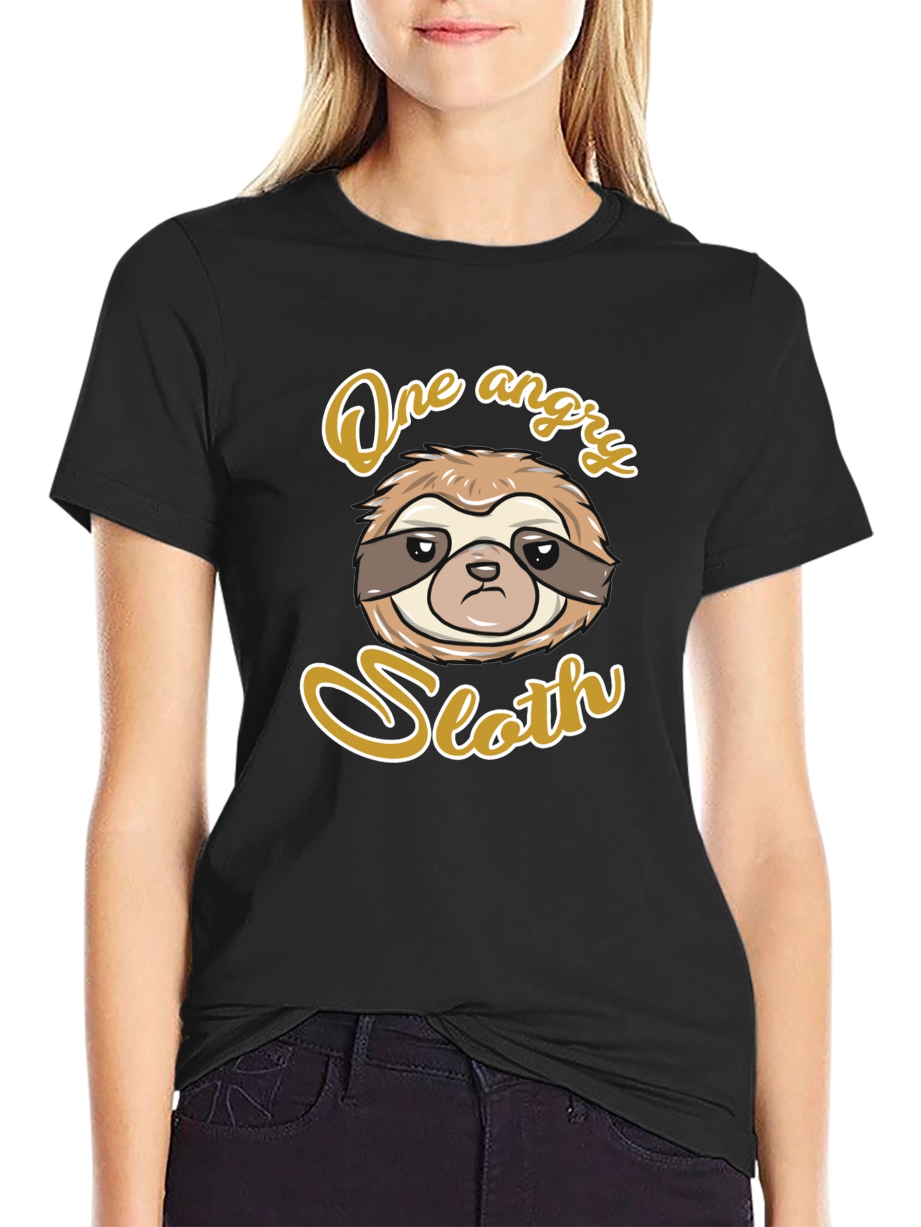 One Angry Sloth Graphic Print T-Shirt