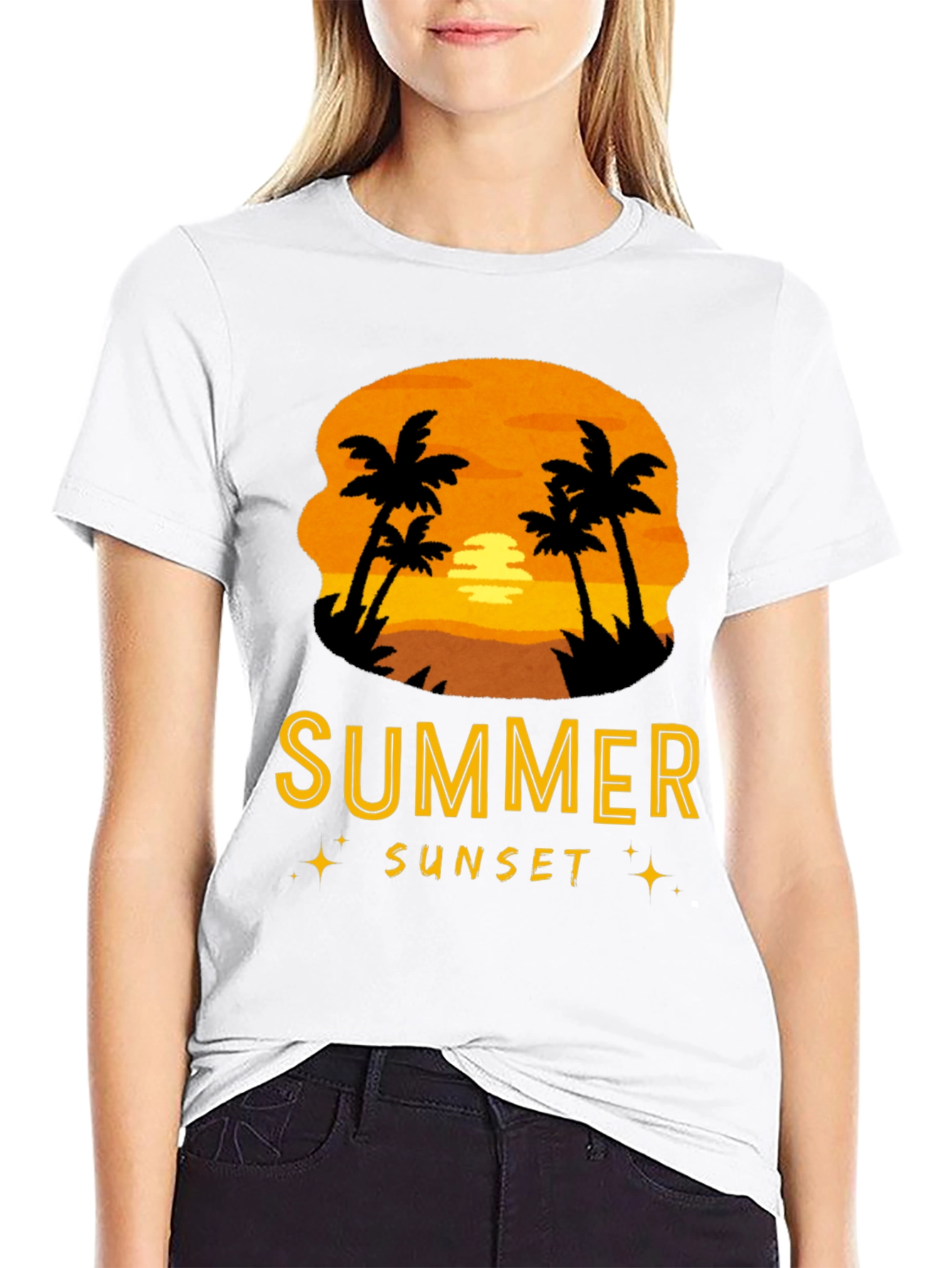Summer Sunset Graphic Tee - Black