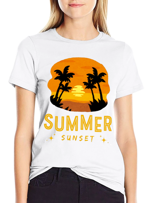 Summer Sunset Graphic Tee - Black