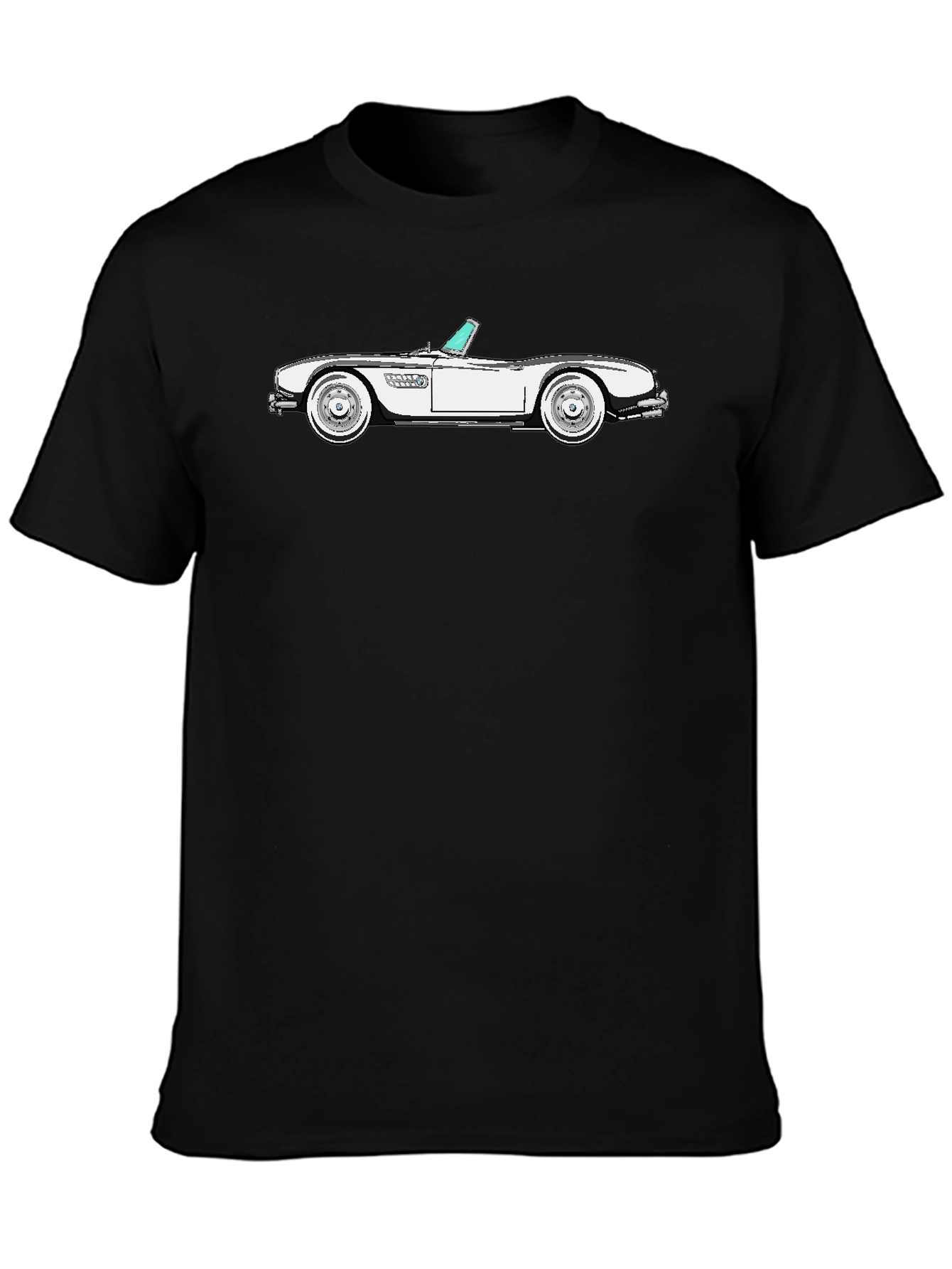 Classic Car Graphic Tee - Black Cotton T-Shirt