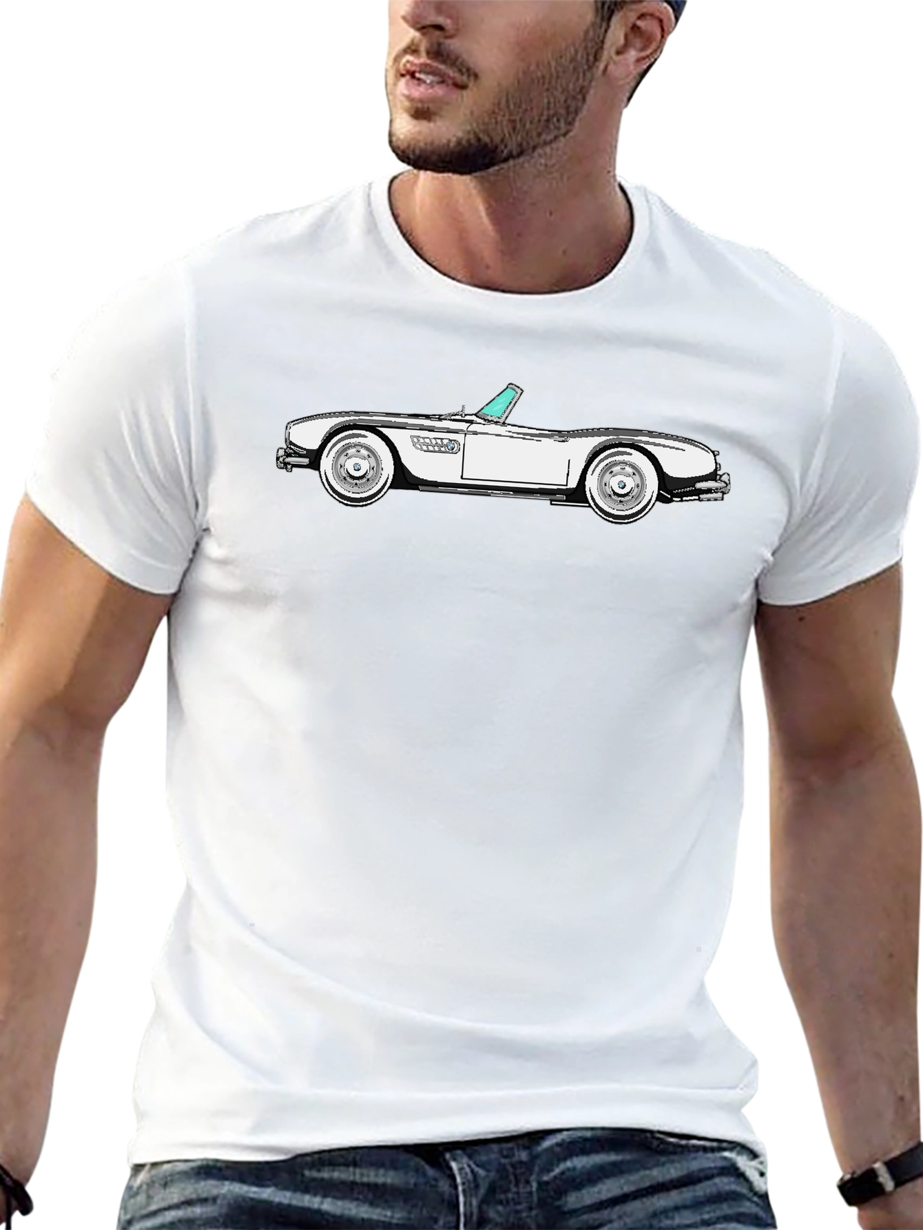 Classic Car Graphic Tee - Black Cotton T-Shirt
