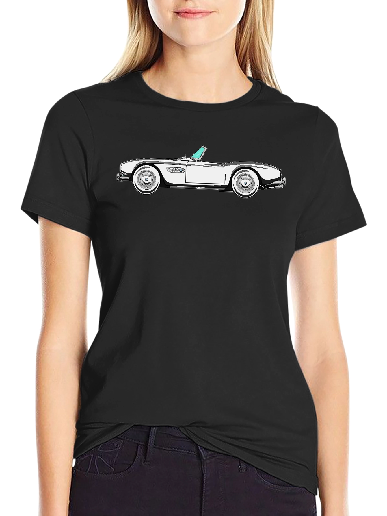 Classic Car Graphic Tee - Black Cotton T-Shirt