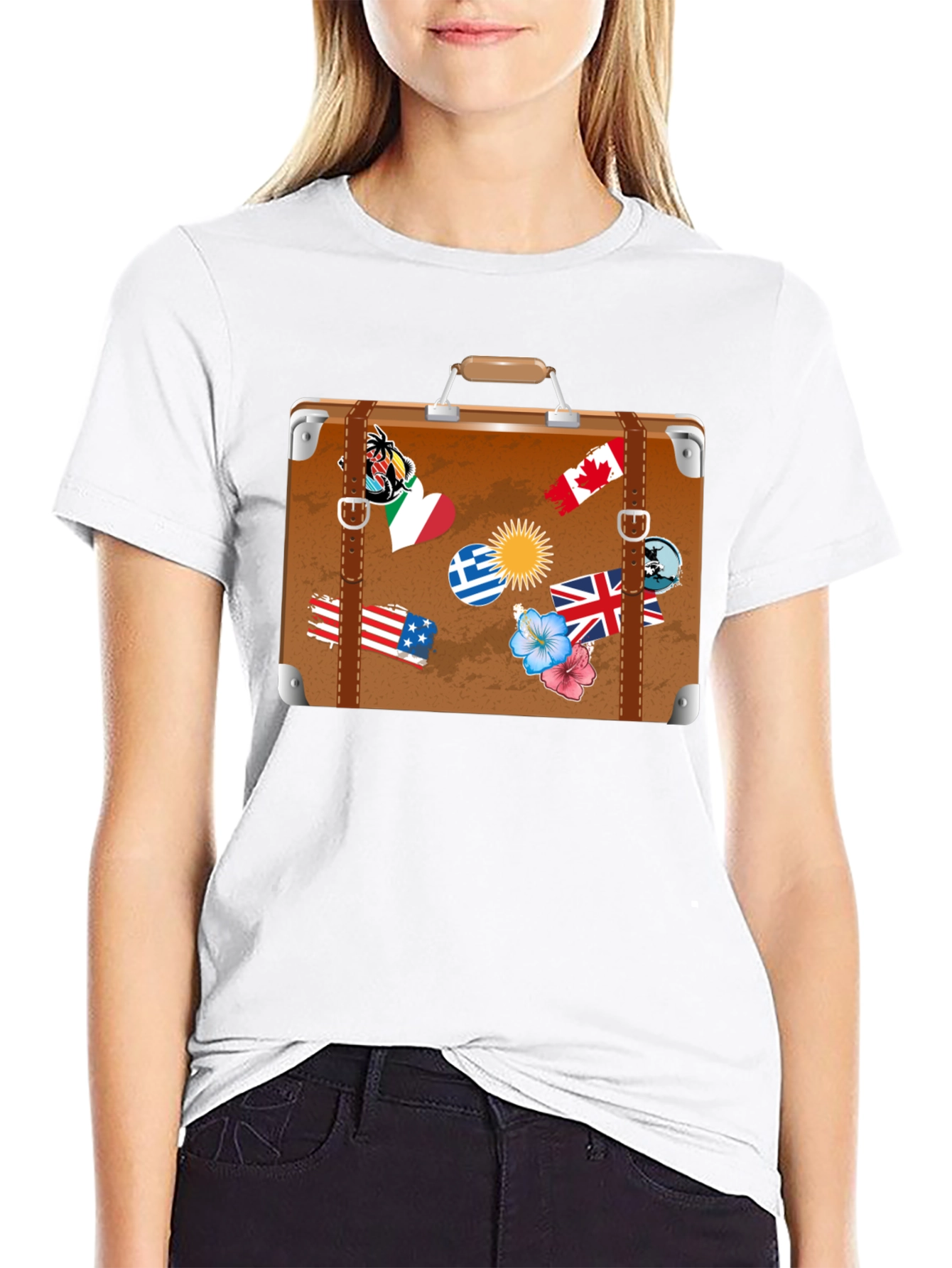 Travel Suitcase Graphic T-Shirt - Black