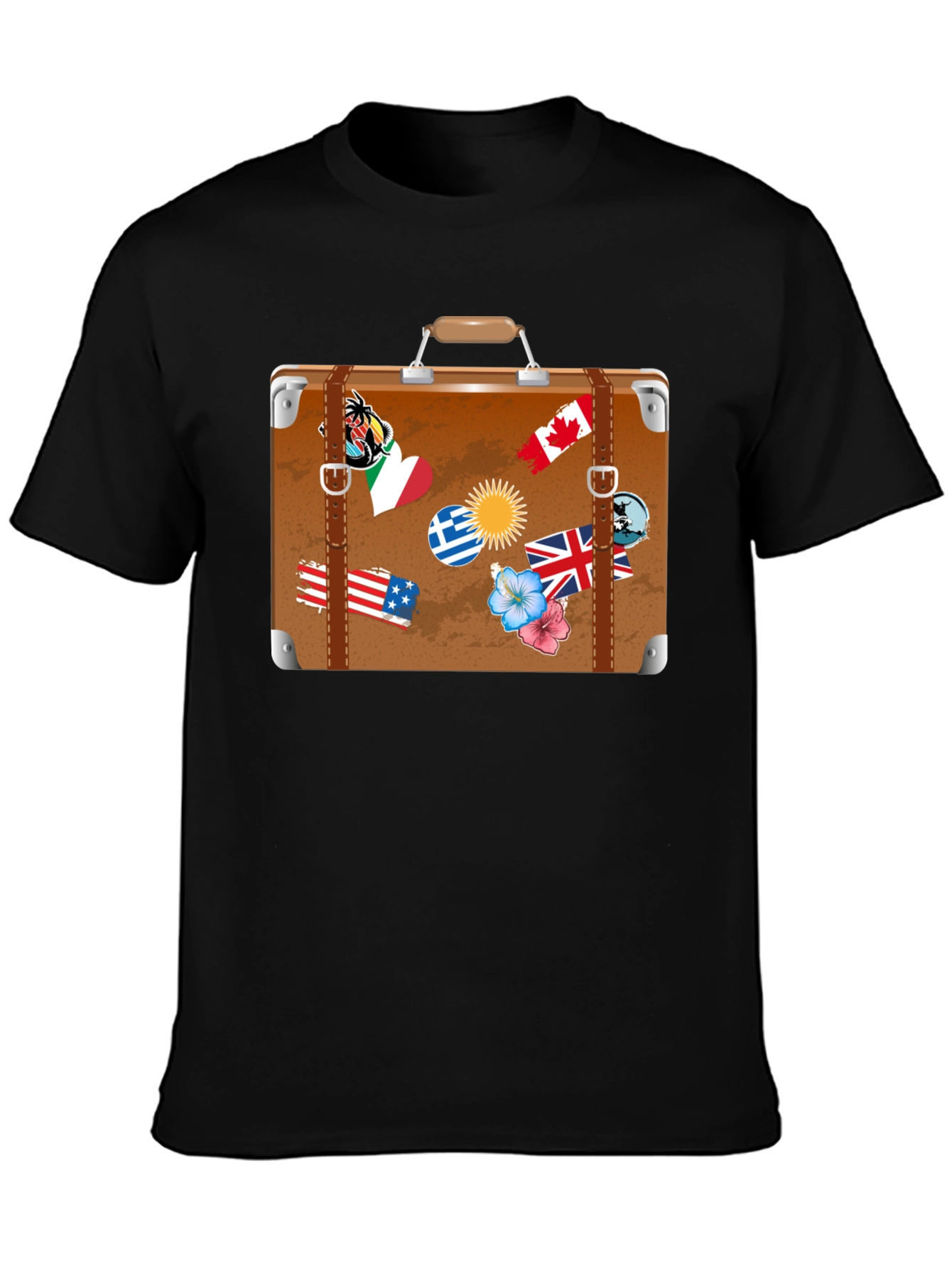 Travel Suitcase Graphic T-Shirt - Black