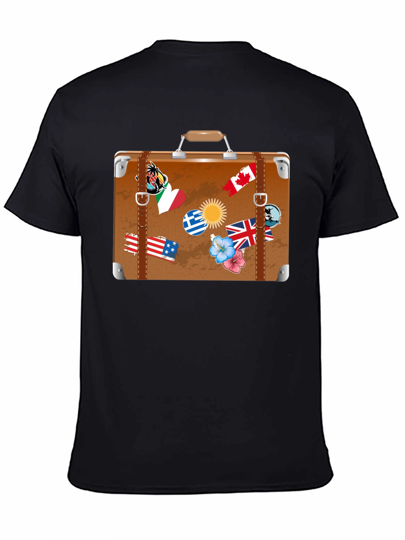 Travel Suitcase Graphic T-Shirt - Black
