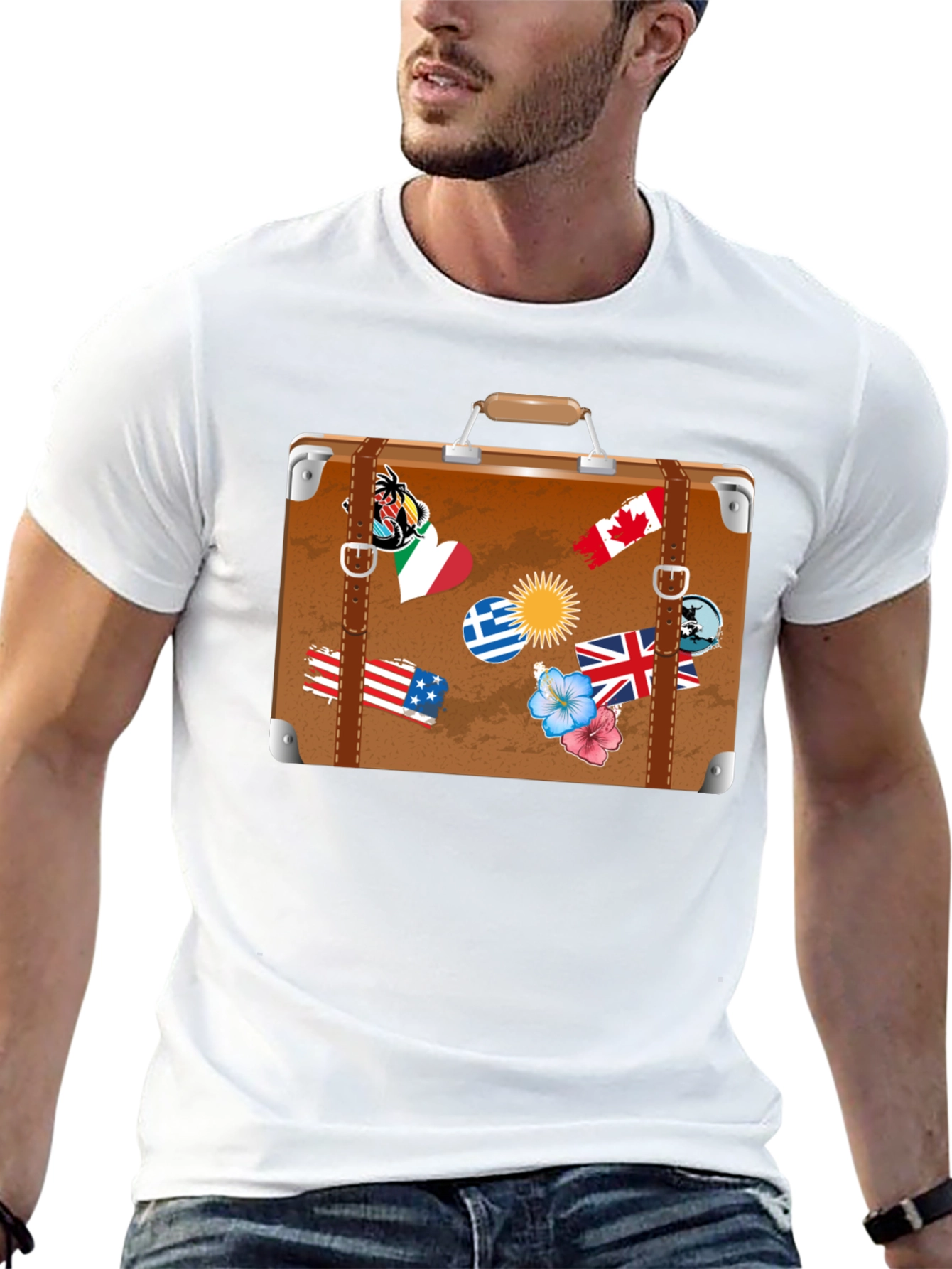 Travel Suitcase Graphic T-Shirt - Black