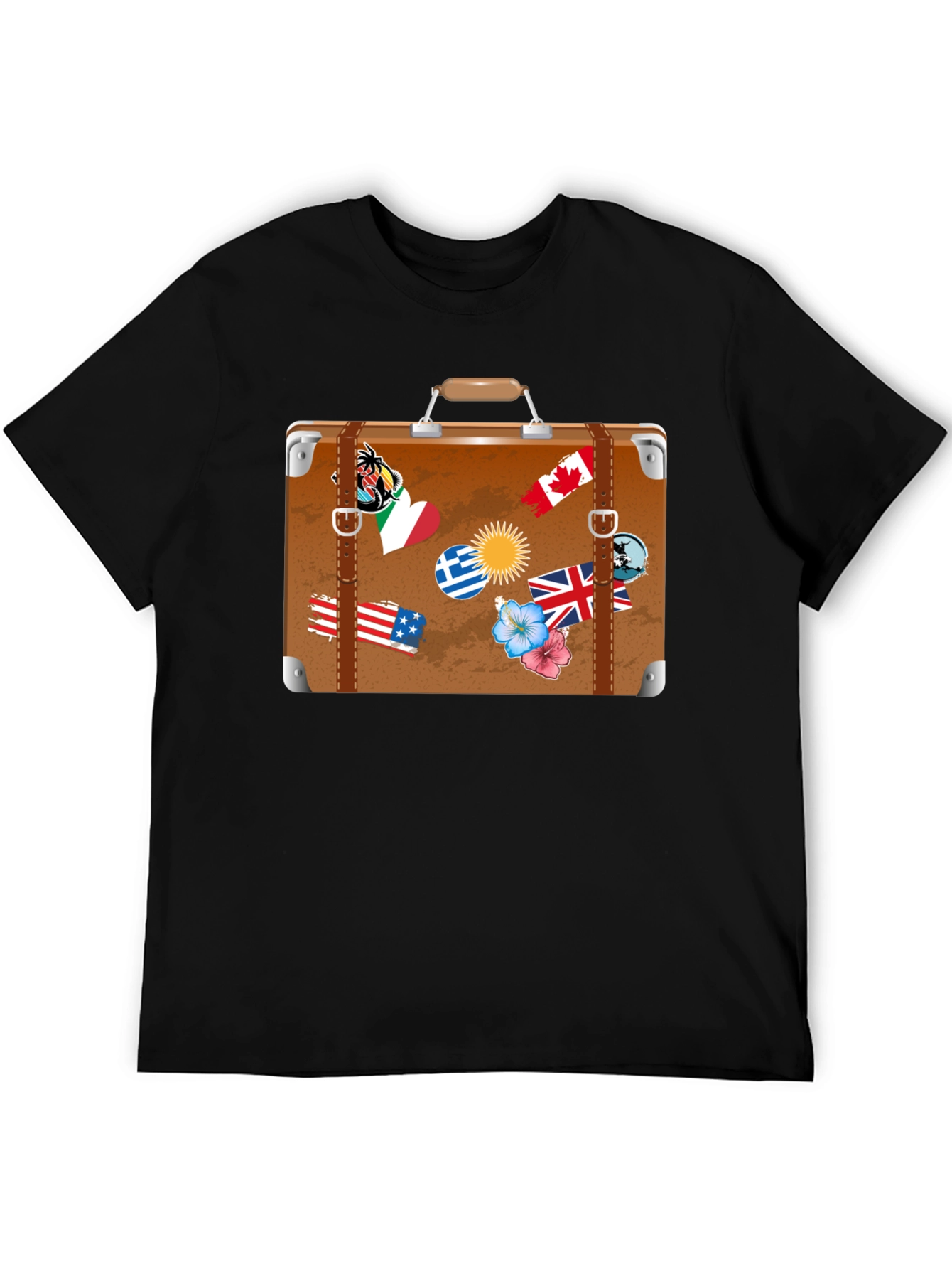 Travel Suitcase Graphic T-Shirt - Black