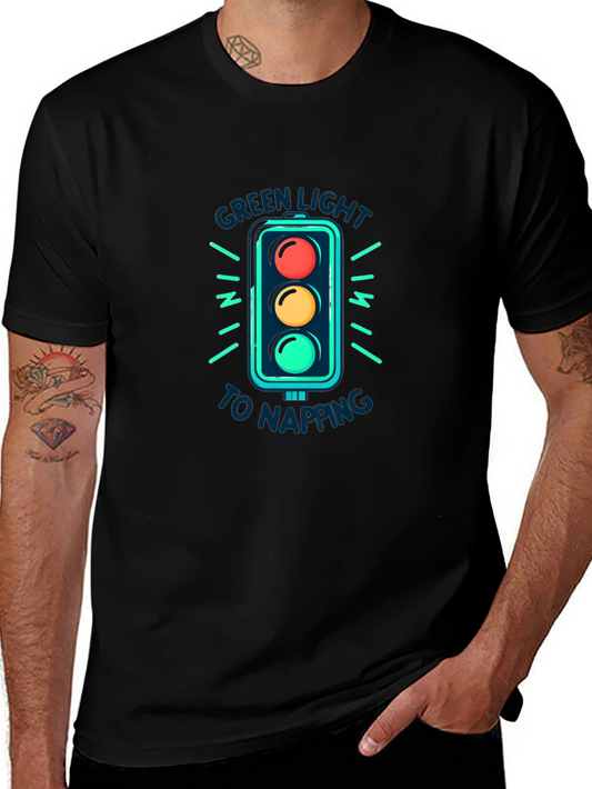 Green Light Napping Black T-Shirt