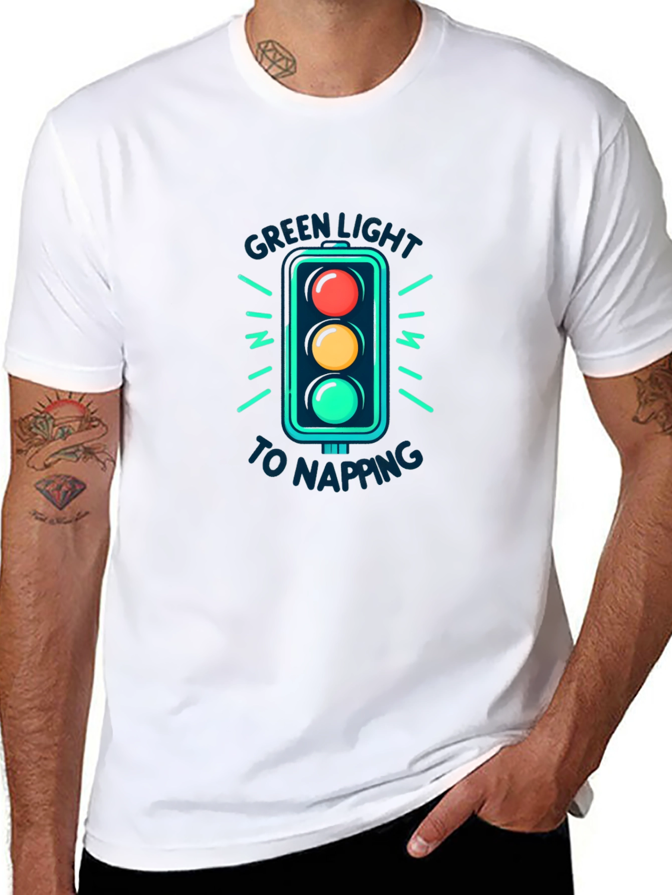 Green Light Napping Black T-Shirt