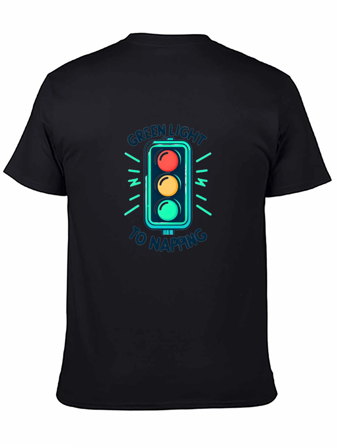Green Light Napping Black T-Shirt