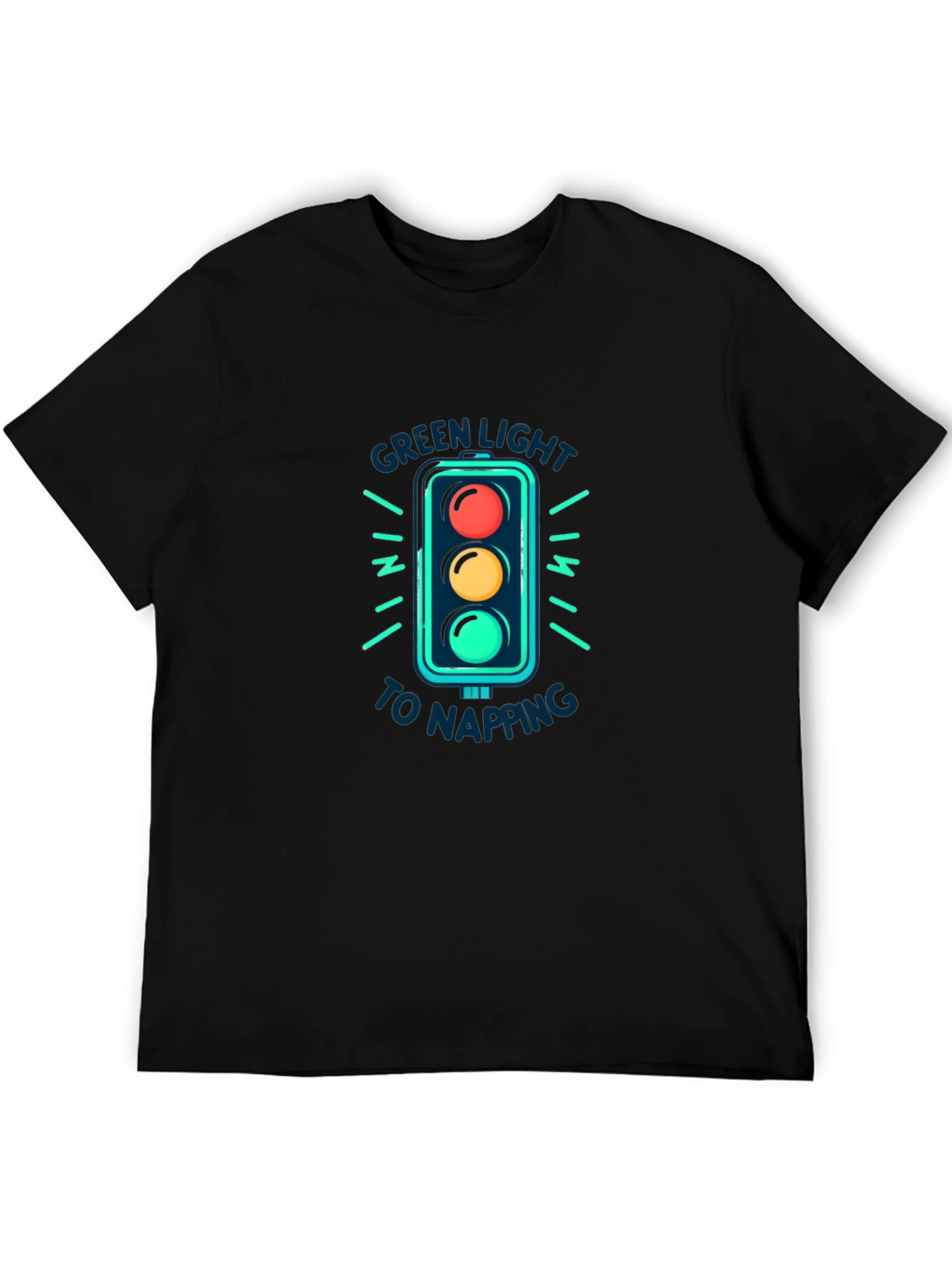 Green Light Napping Black T-Shirt