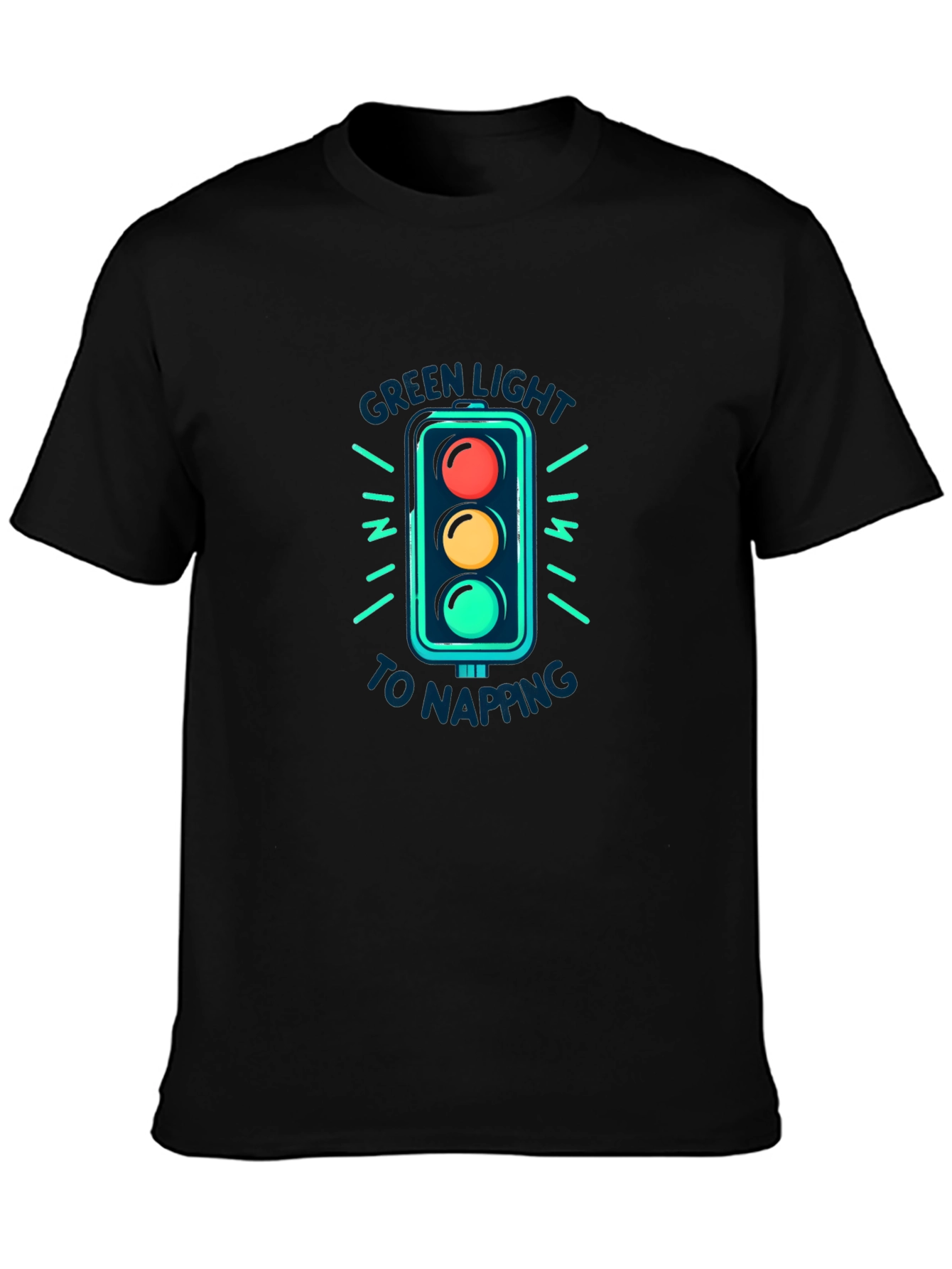 Green Light Napping Black T-Shirt