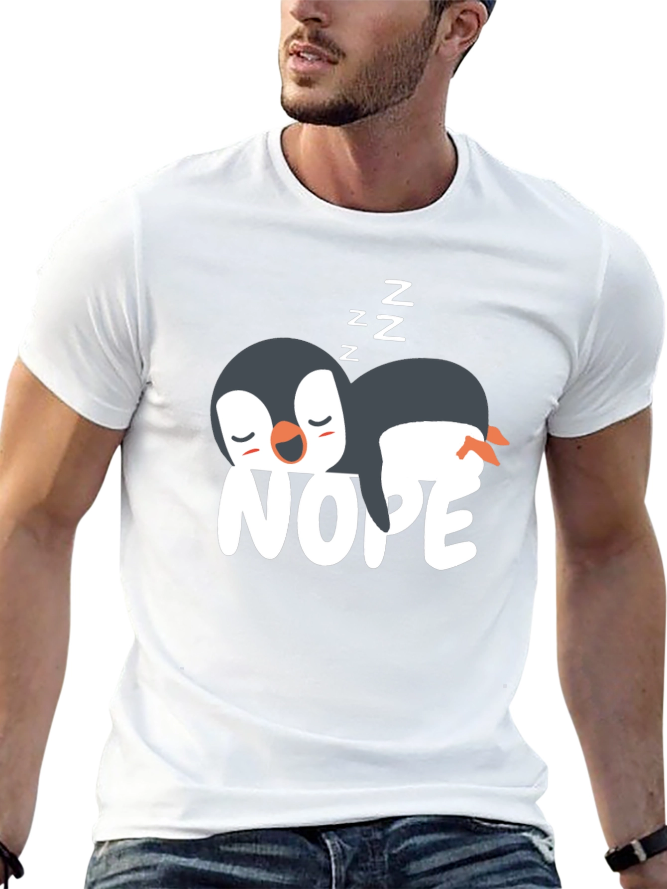 Nope Penguin T-Shirt - Funny Sleepy Penguin Tee