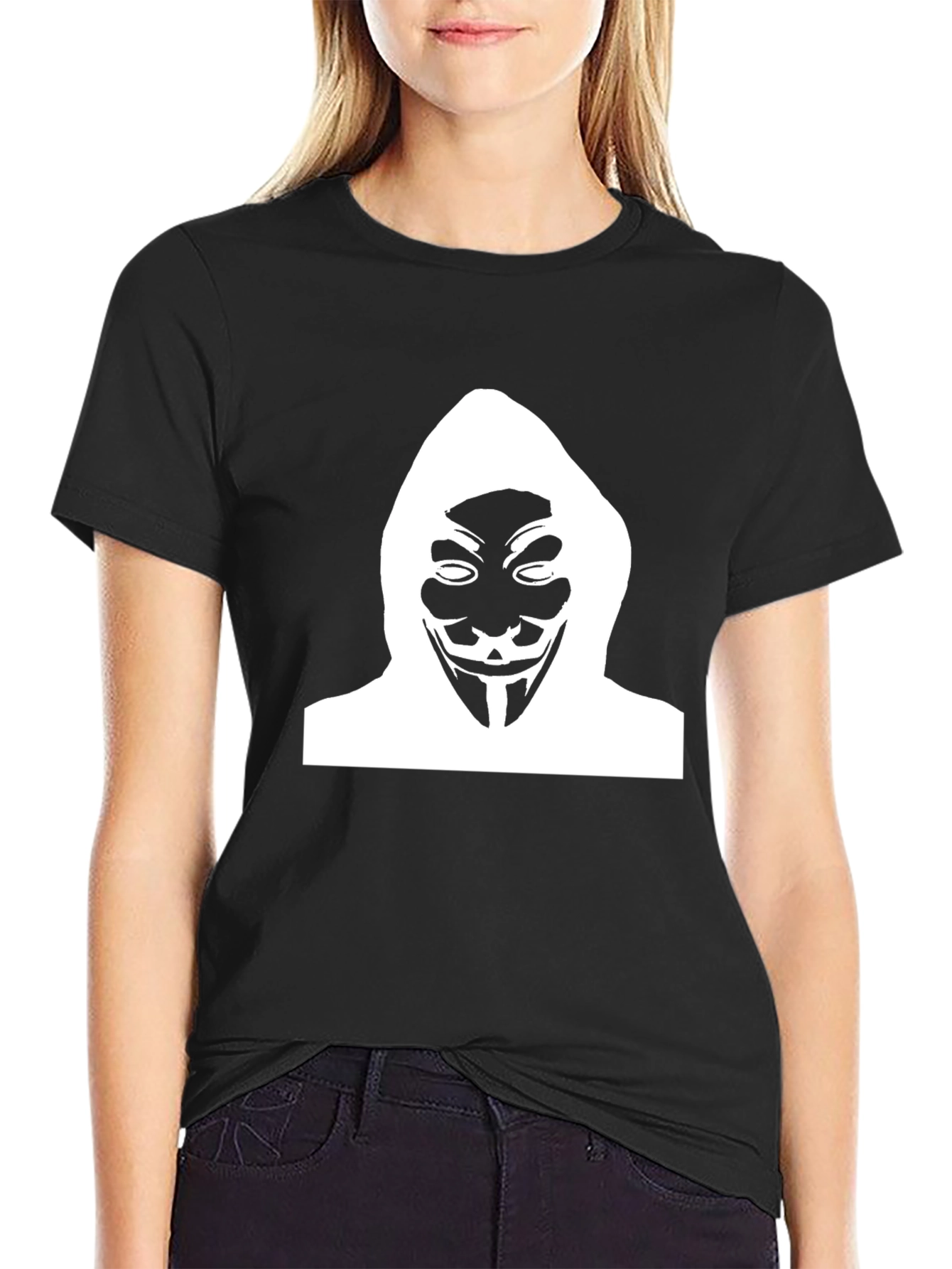 Anonymous Mask Graphic Black T-Shirt