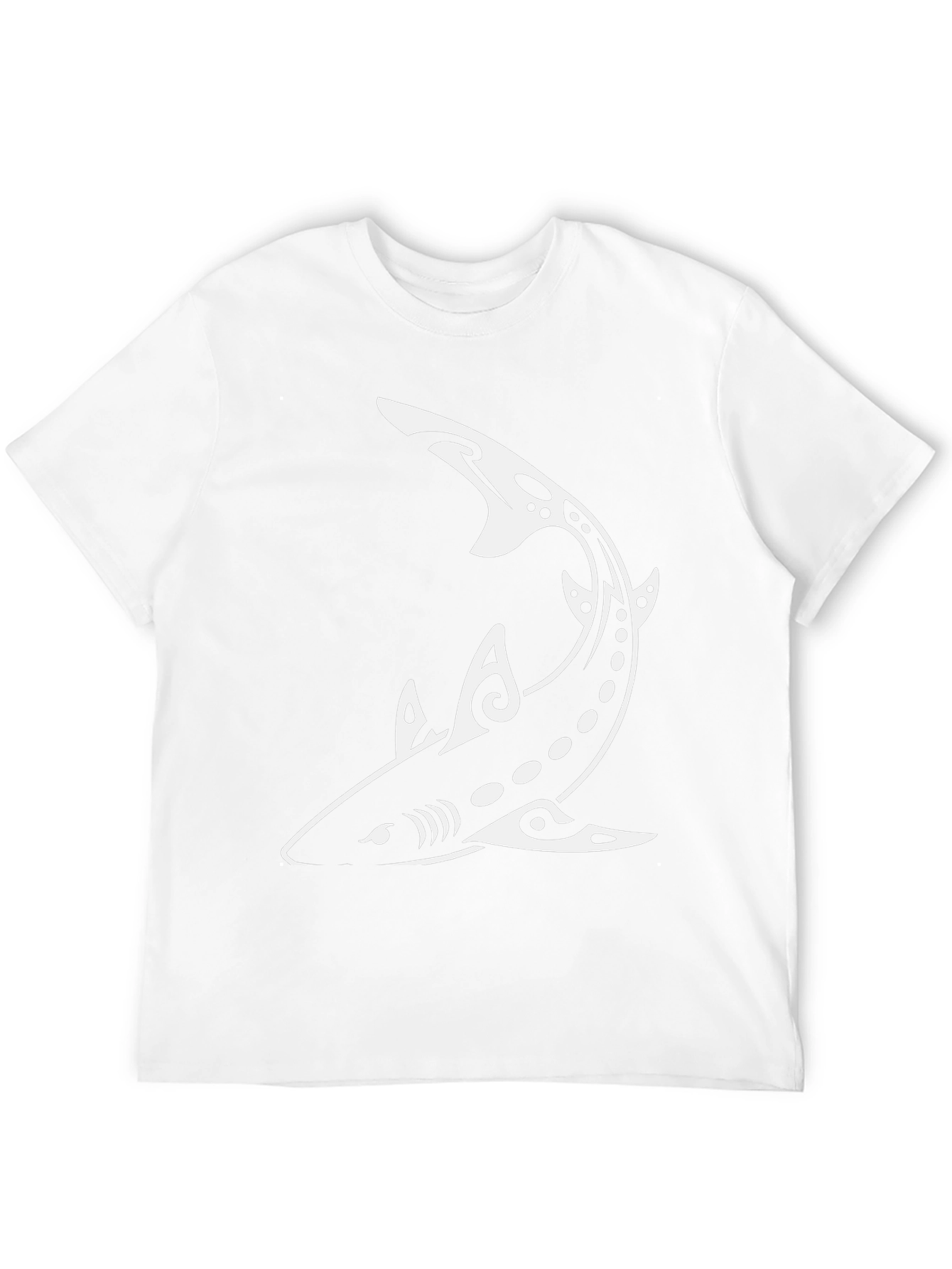 Shark Graphic Tee - Tribal Design Black T-Shirt
