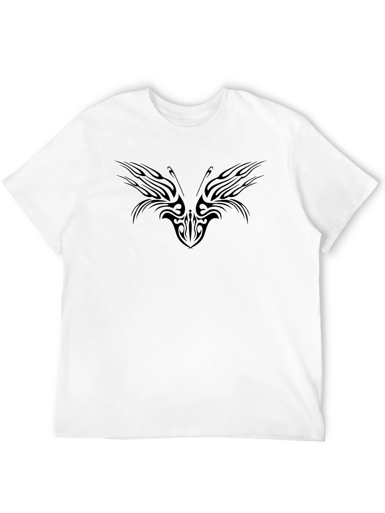 Tribal Butterfly Graphic Tee - Black Cotton Shirt