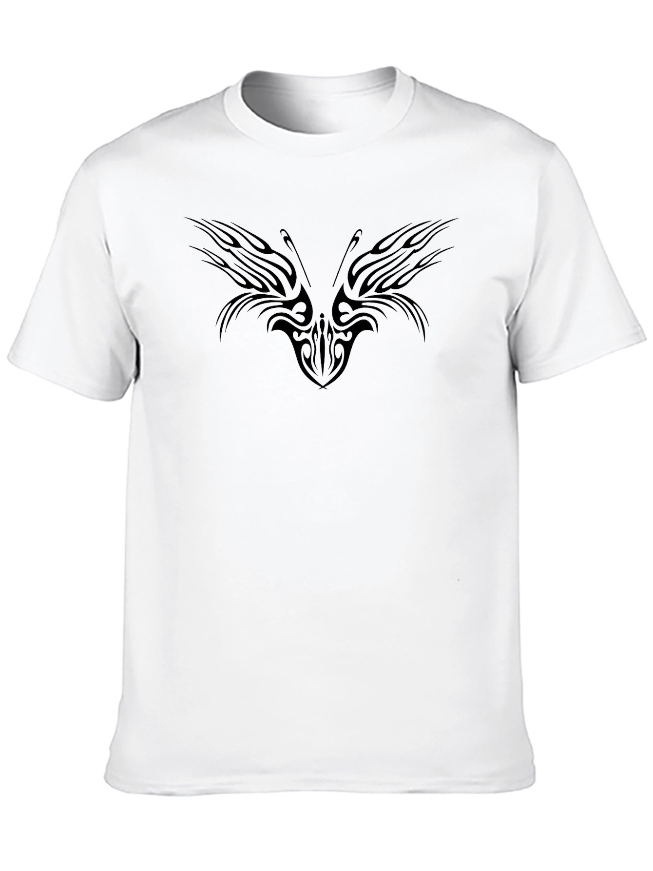 Tribal Butterfly Graphic Tee - Black Cotton Shirt
